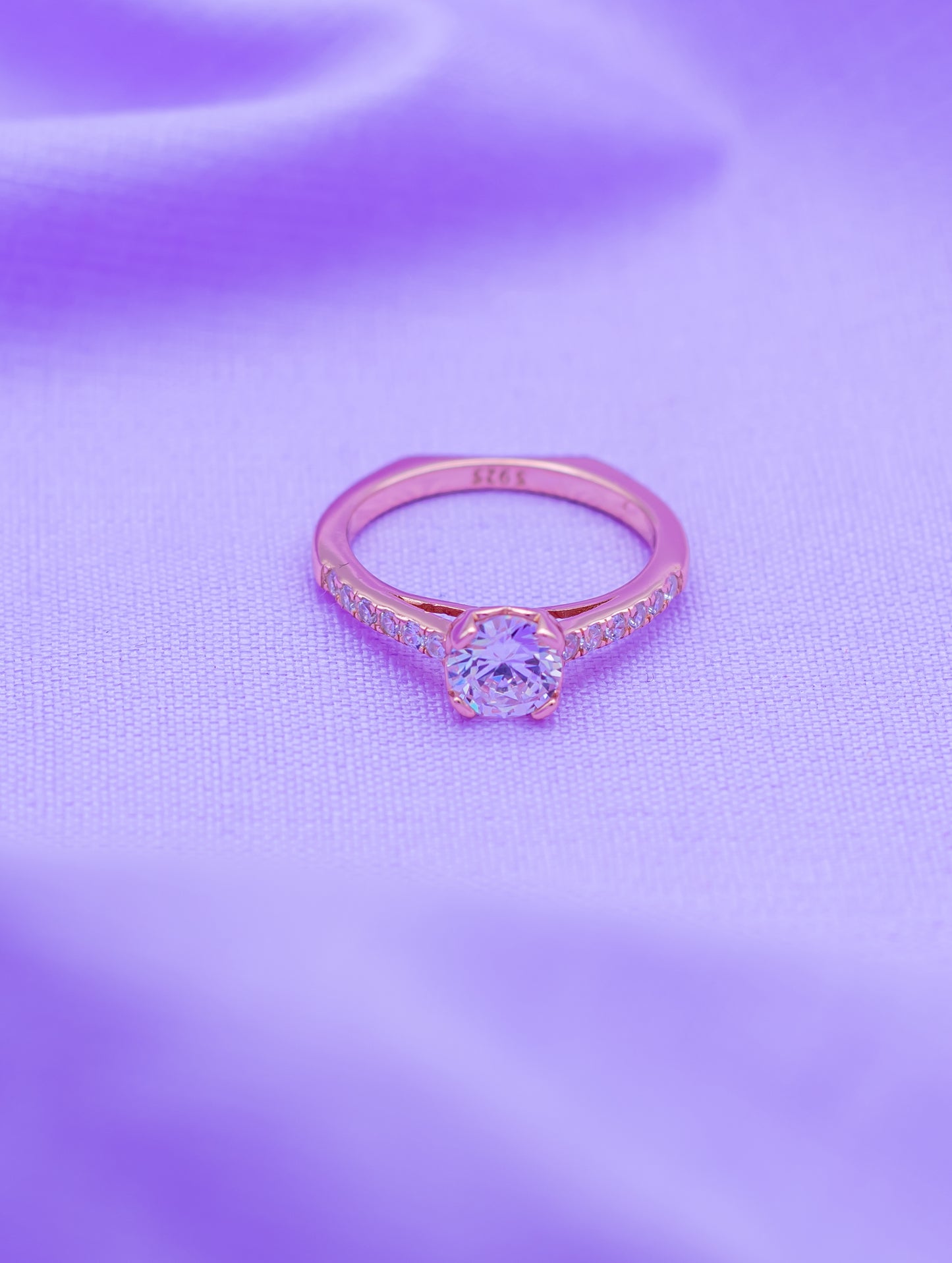 Rose Gold Solitaire Ring with Swarovski Zircon