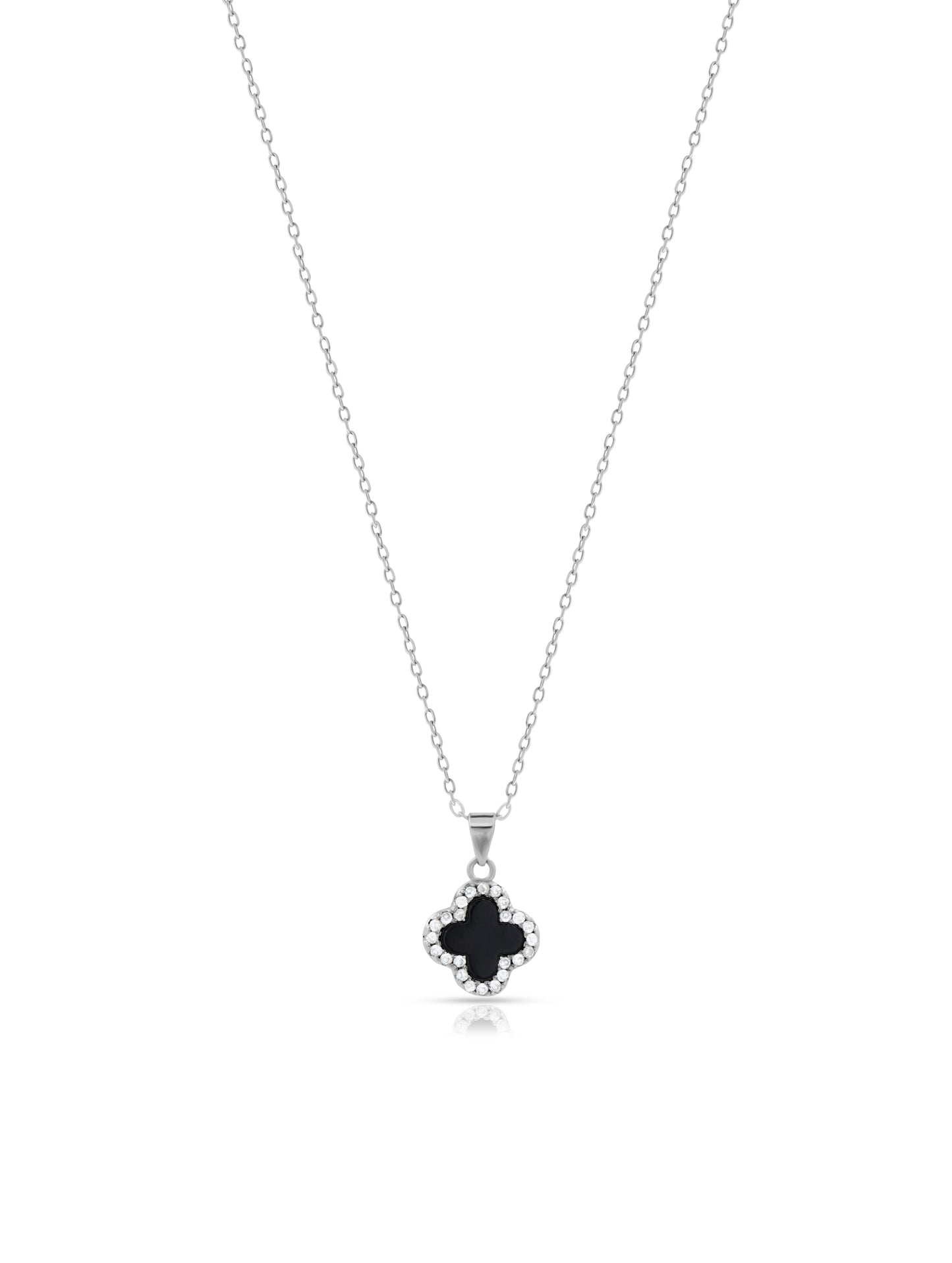 Vancleef Inspired Necklace with Onyx Pendant