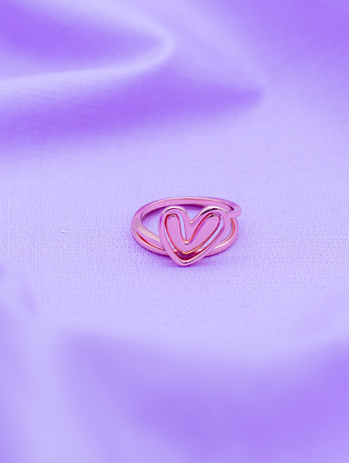Rose Gold Sterling Silver 2-in-1 Heart-Shaped Ring
