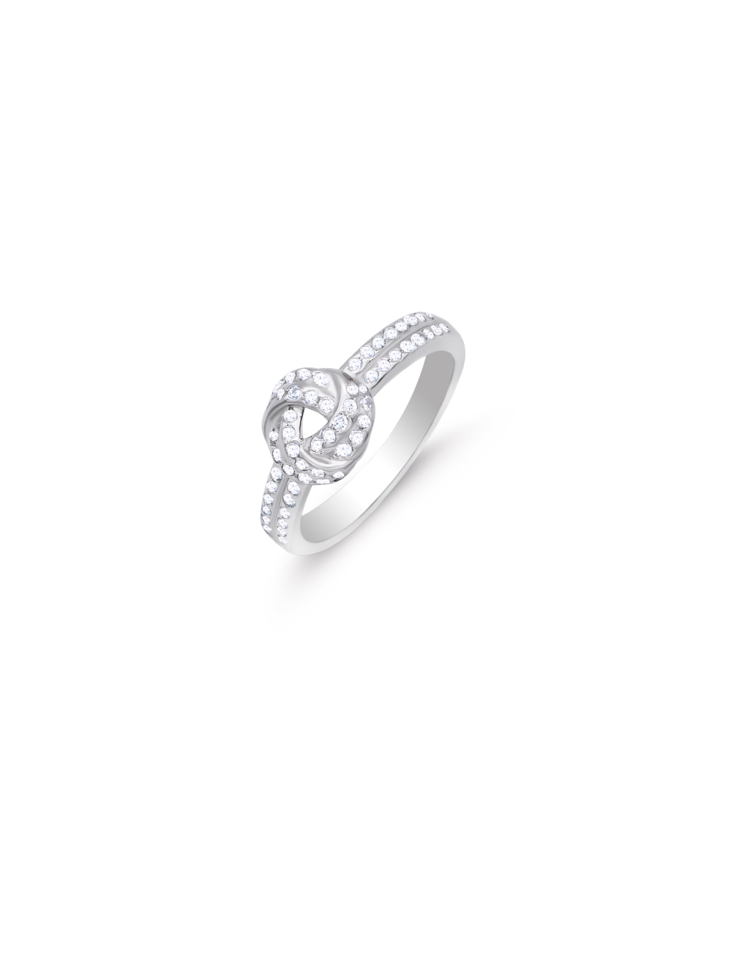 Sterling Silver Ring with Swarovski Zircon-Studded Tangled Design