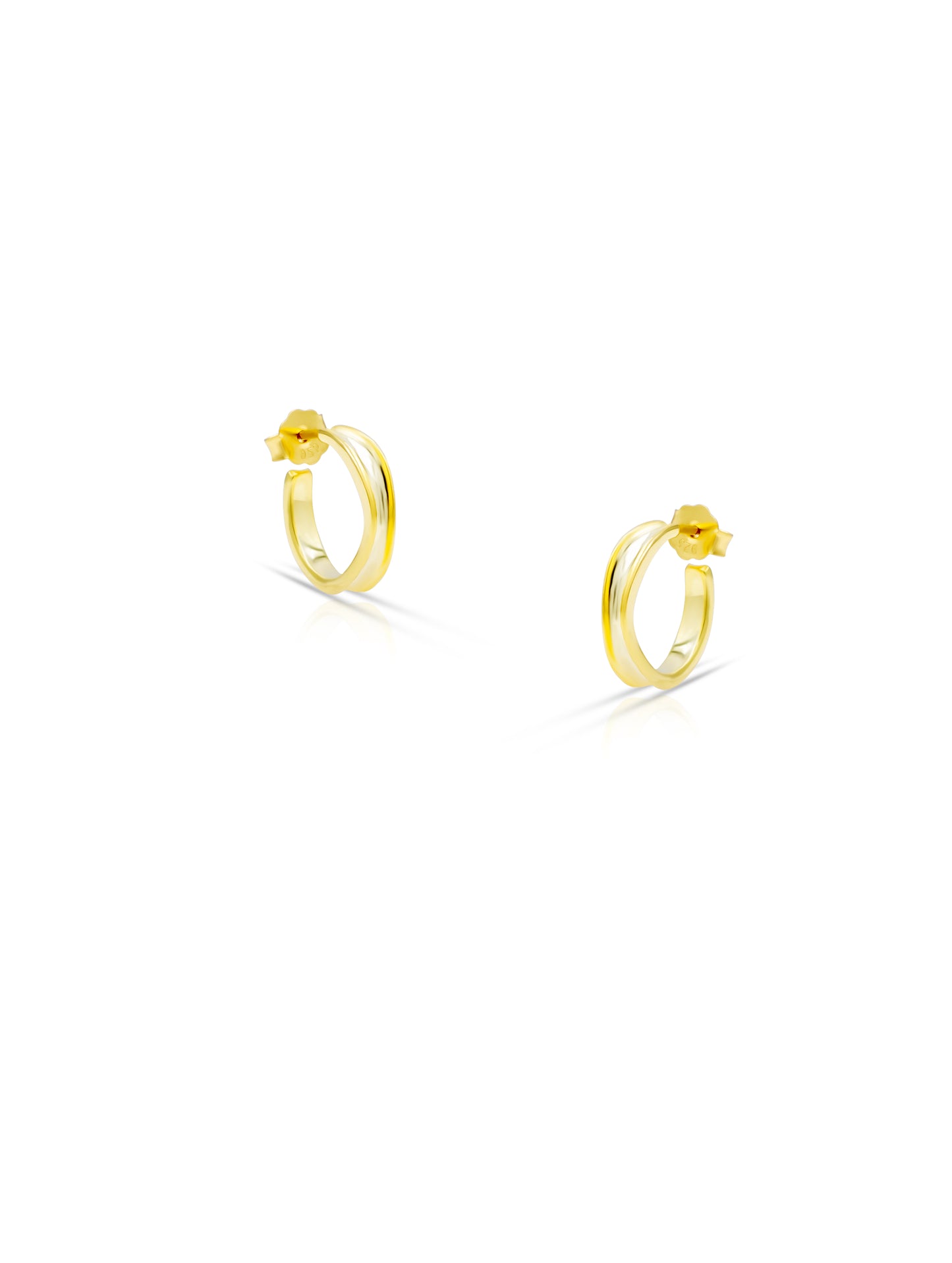 Gold Polished Sterling Silver Half Hoop Earrings