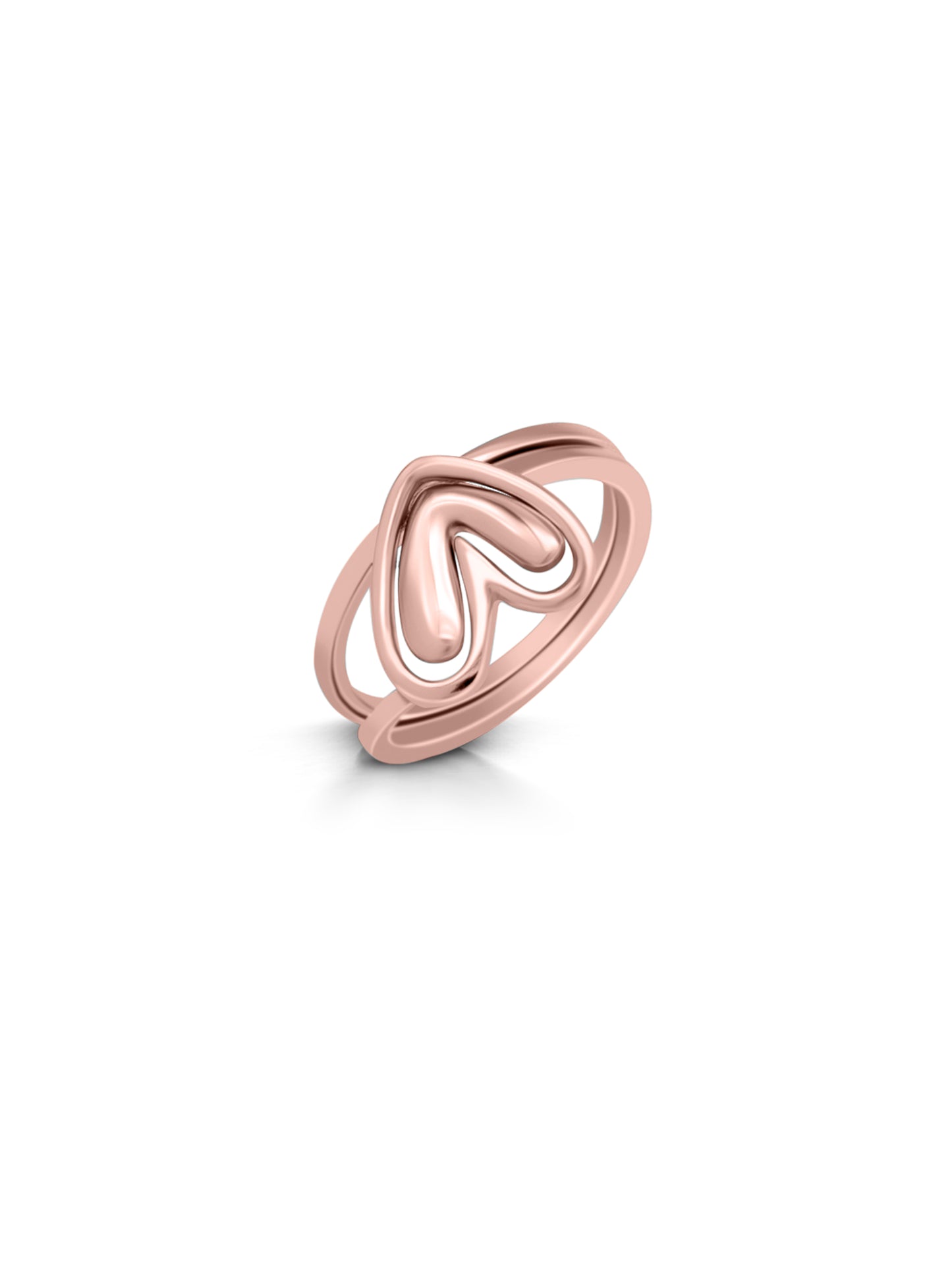 Rose Gold Sterling Silver 2-in-1 Heart-Shaped Ring
