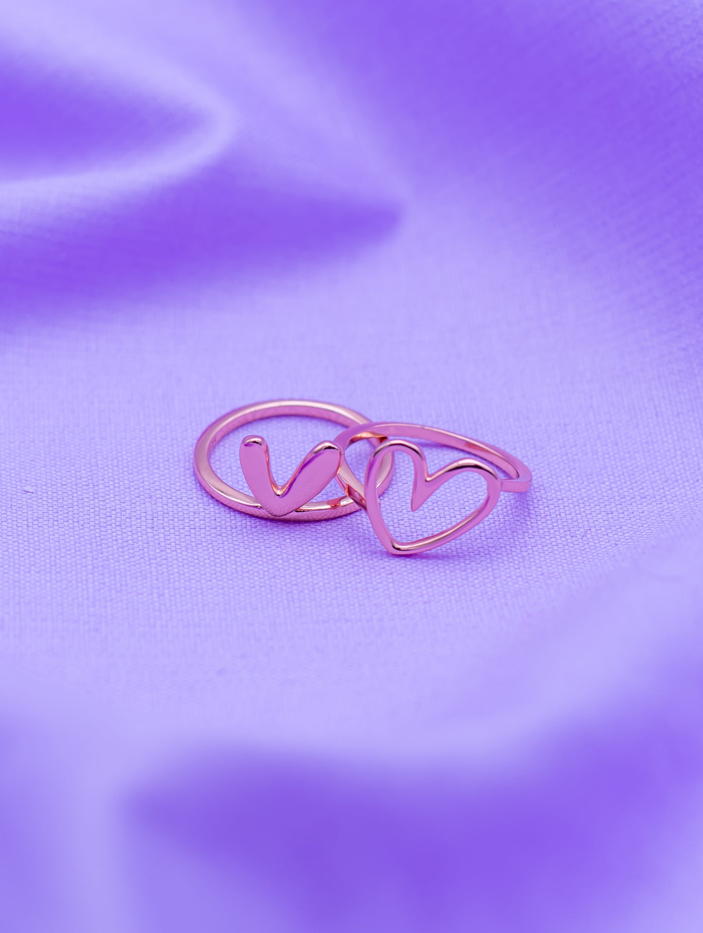 Rose Gold Sterling Silver 2-in-1 Heart-Shaped Ring