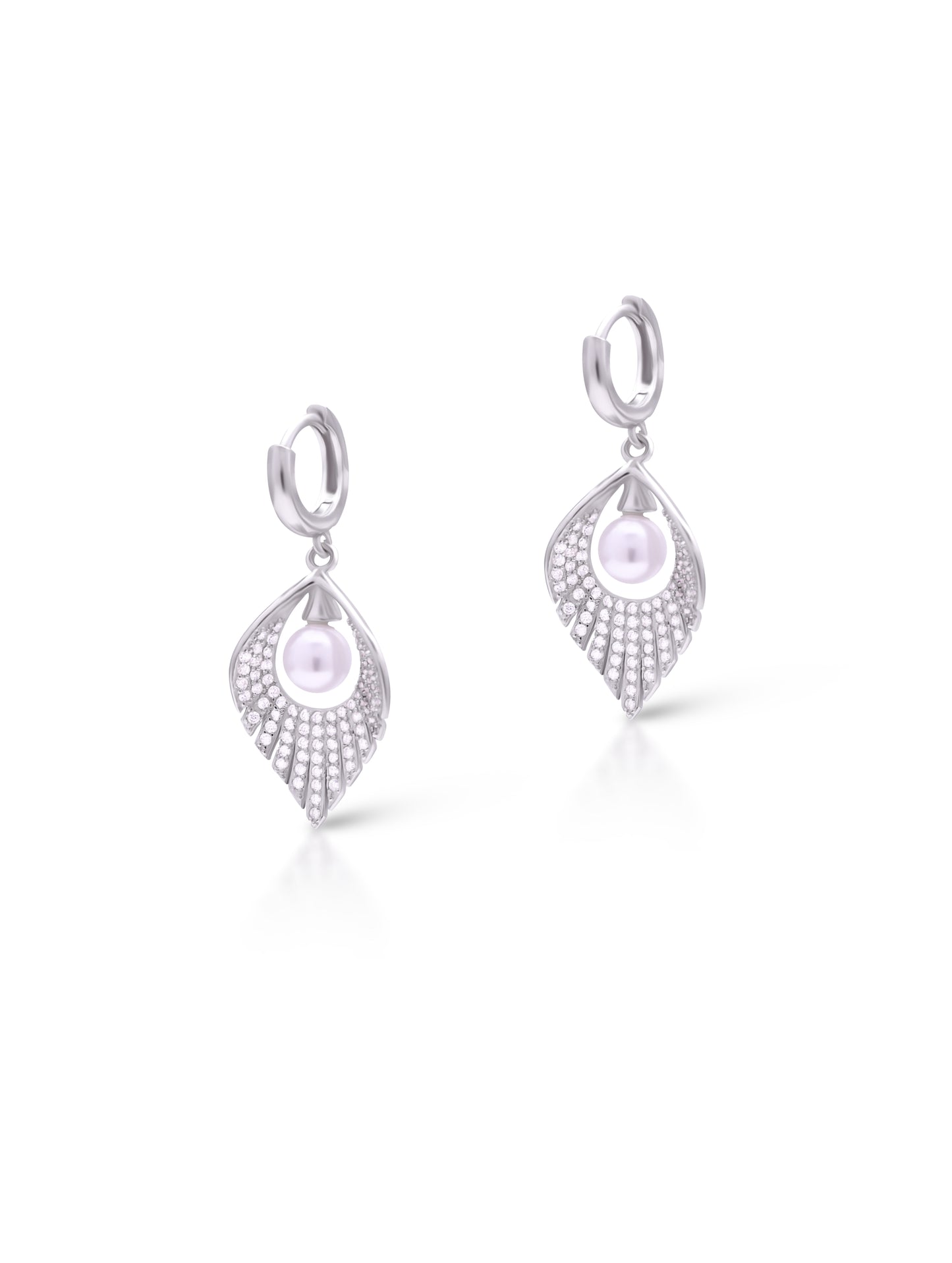 Sterling Silver Leaf Design Dangling Earrings
