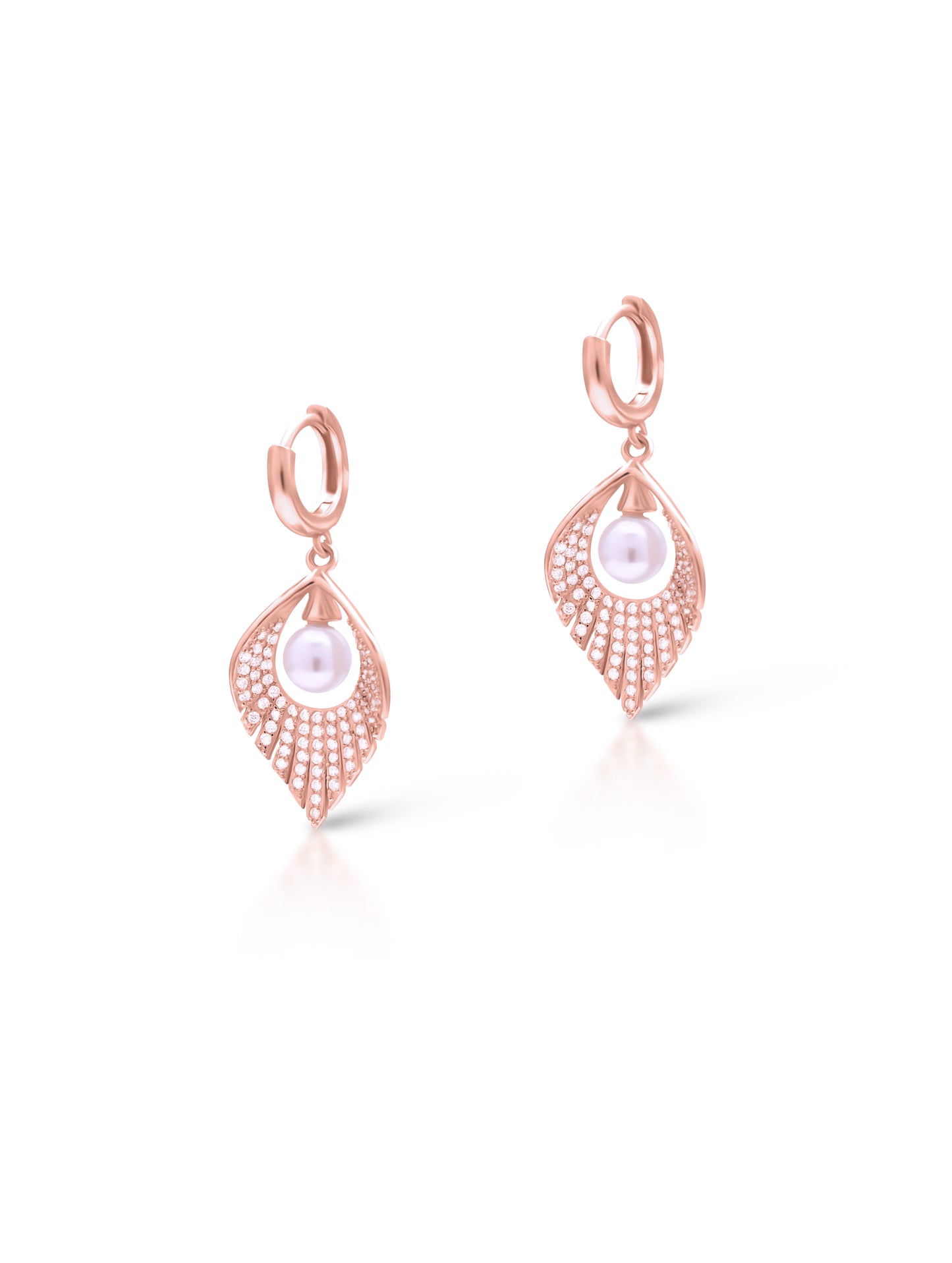 Rose Gold Polished Dangling Earrings with Swarovski Zircon