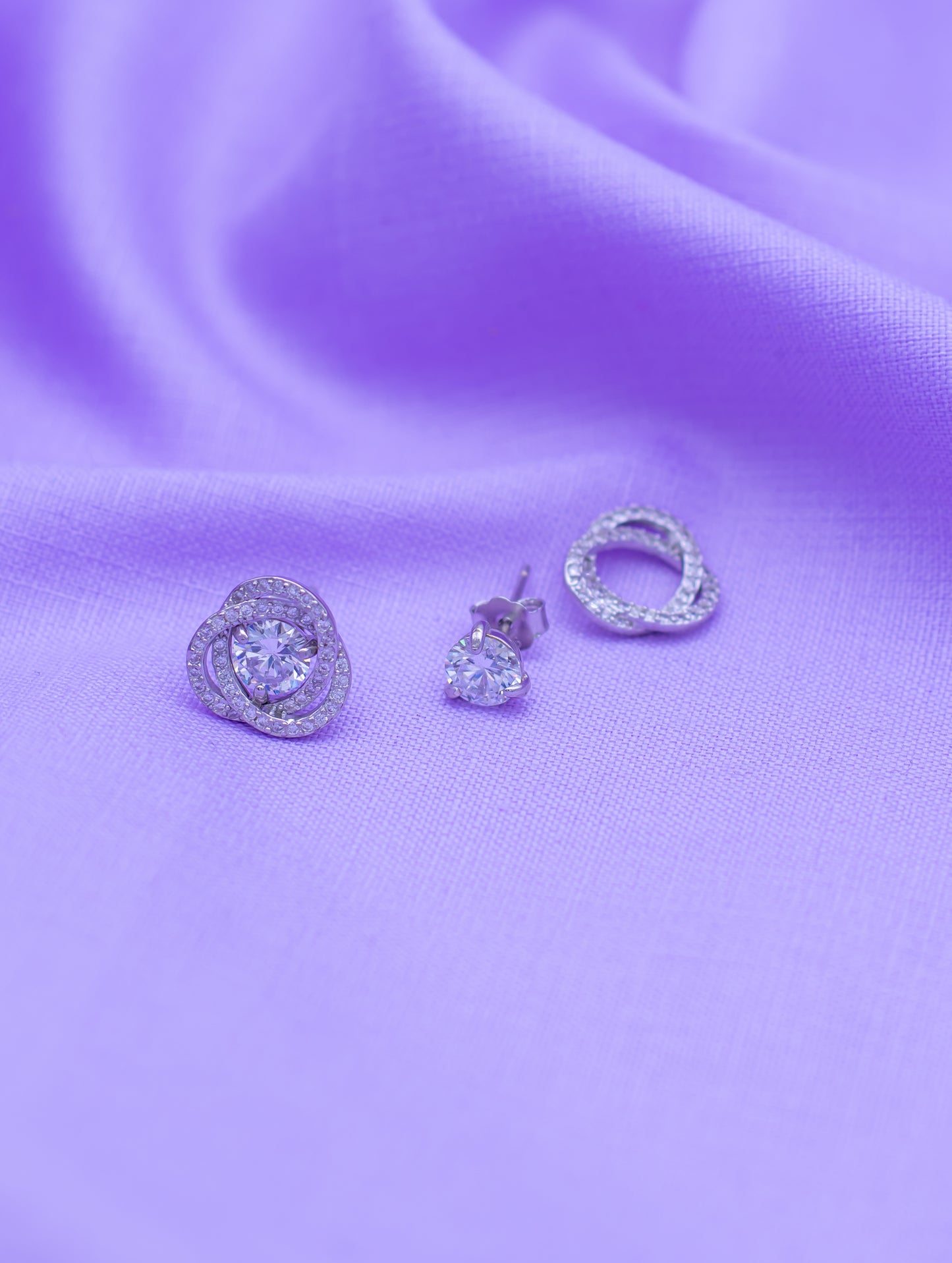 Sterling Silver Detachable Two-in-One Solitaire Earrings