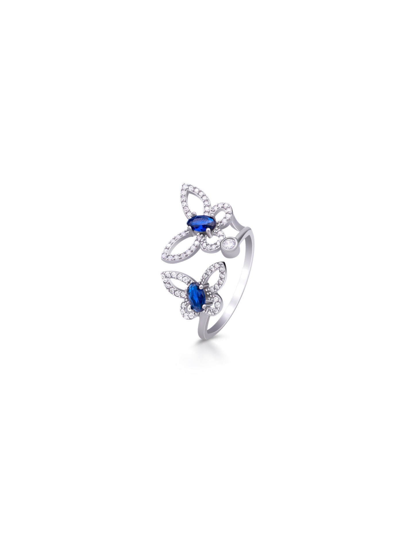 Blue Stone Butterfly Duo Adjustable Ring