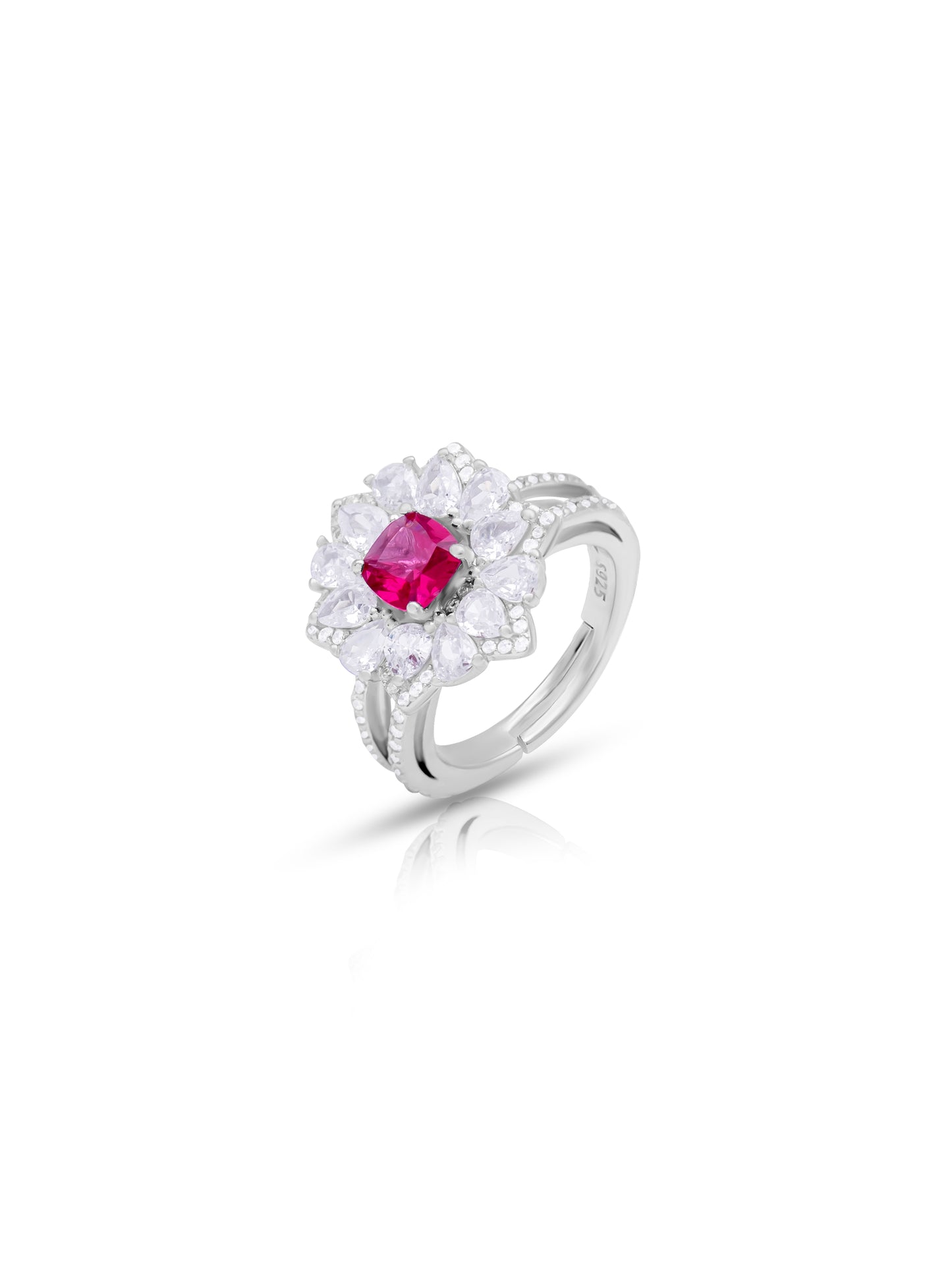 Sterling Silver Ring with Pink Semi-Precious Stone
