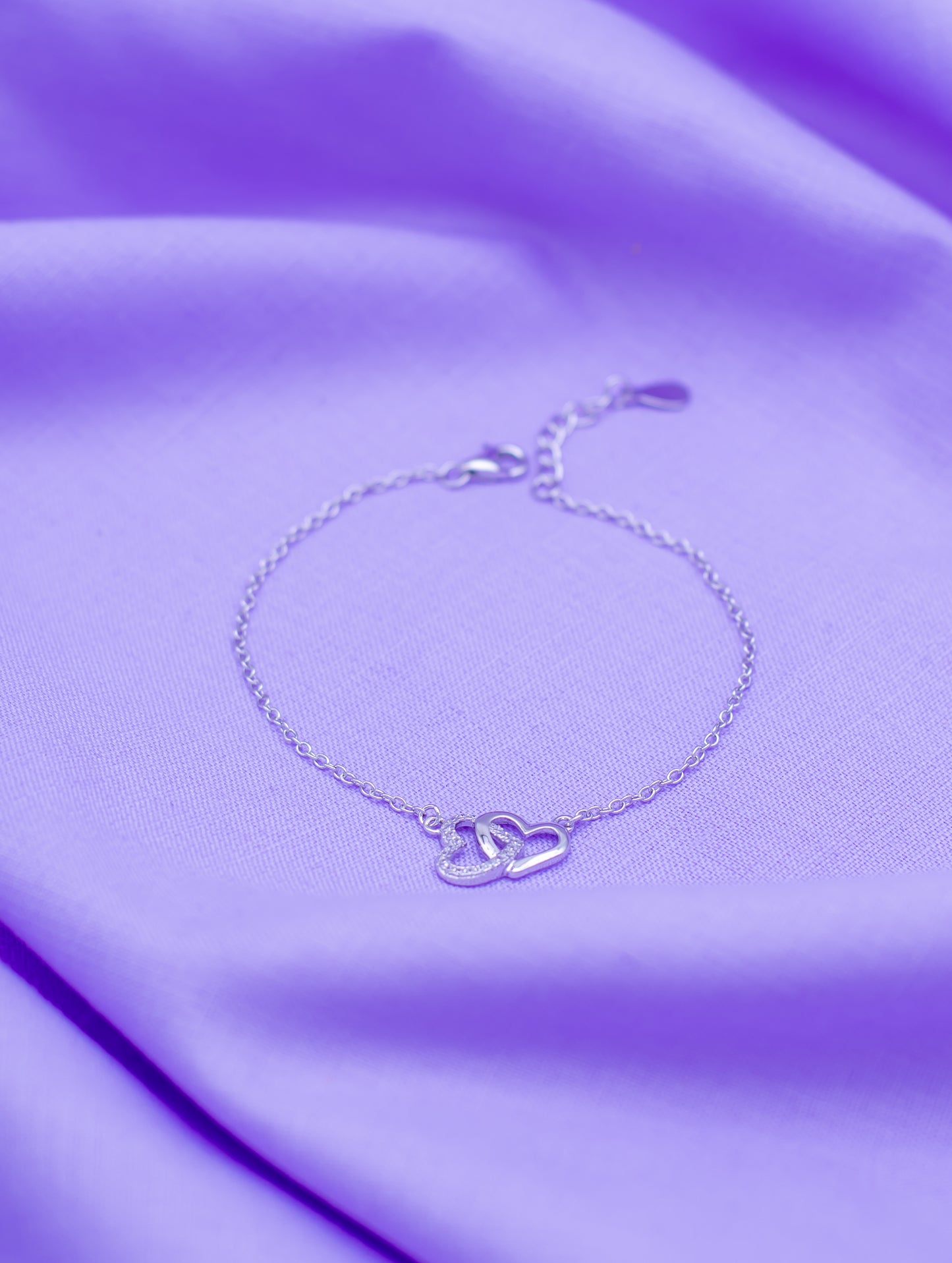 Sterling Silver Dual Heart Chain Bracelet