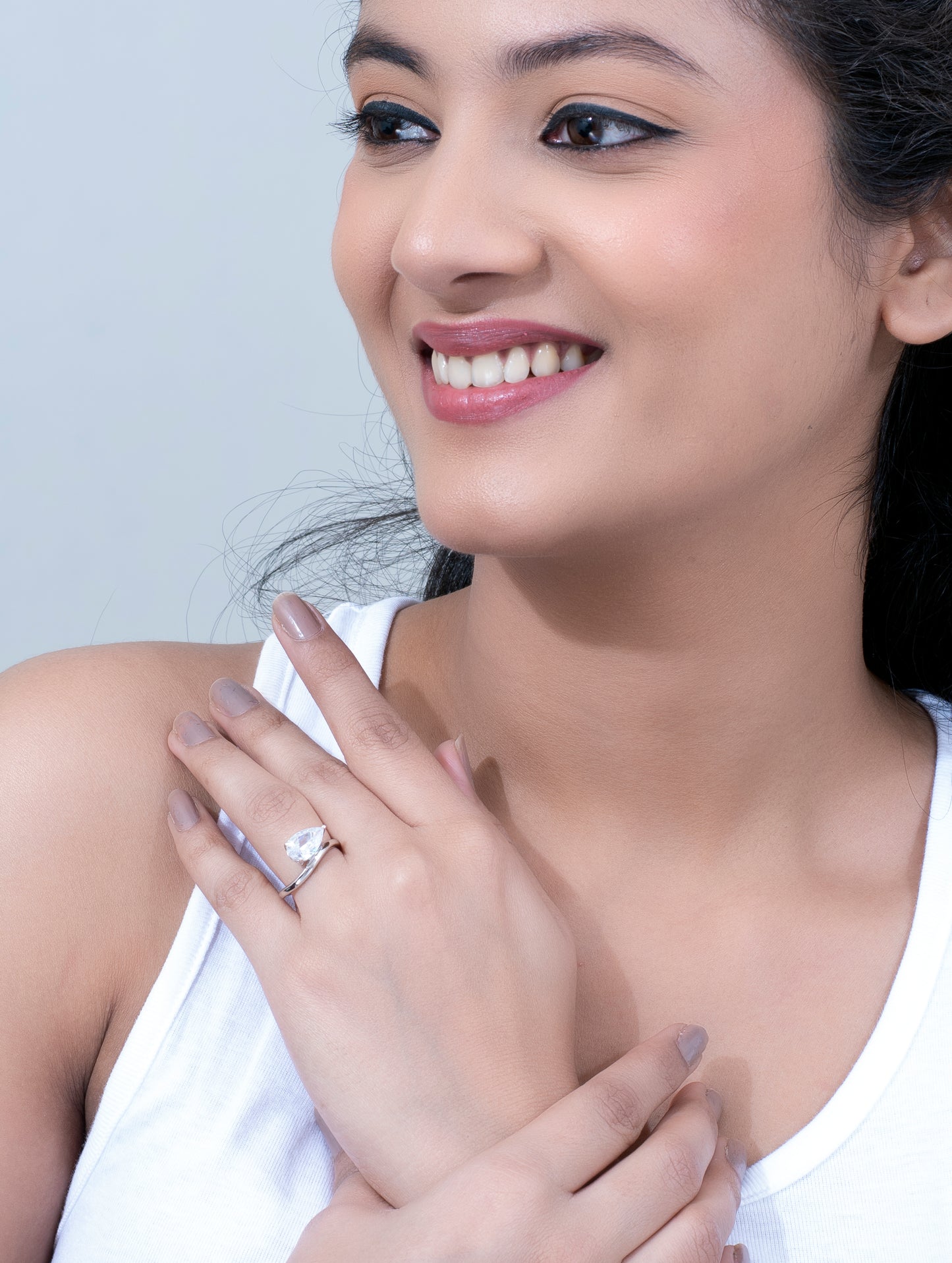 Sterling Silver Pear-Cut Solitaire Ring