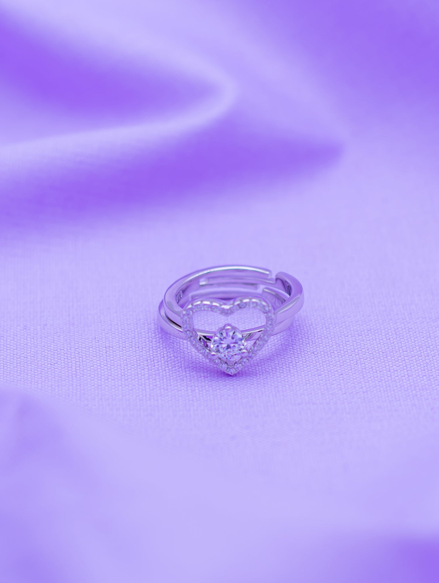 Sterling Silver 2-in-1 Heart-Shaped Solitaire Ring