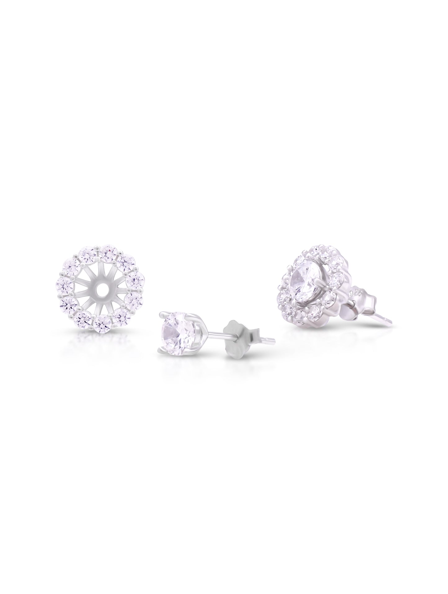 Circular Stud Earrings with Detachable Solitaire & Swarovski Zircon