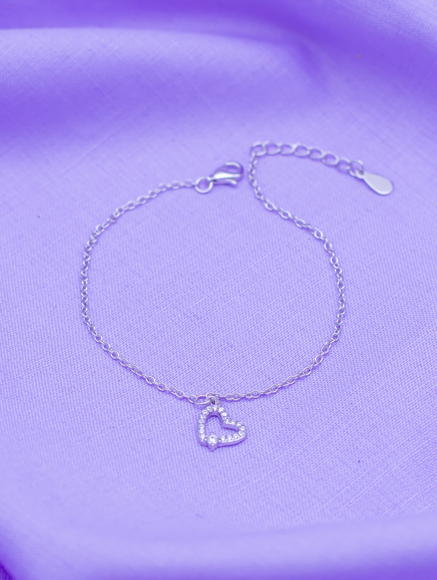Sterling Silver Heart Charm Bracelet