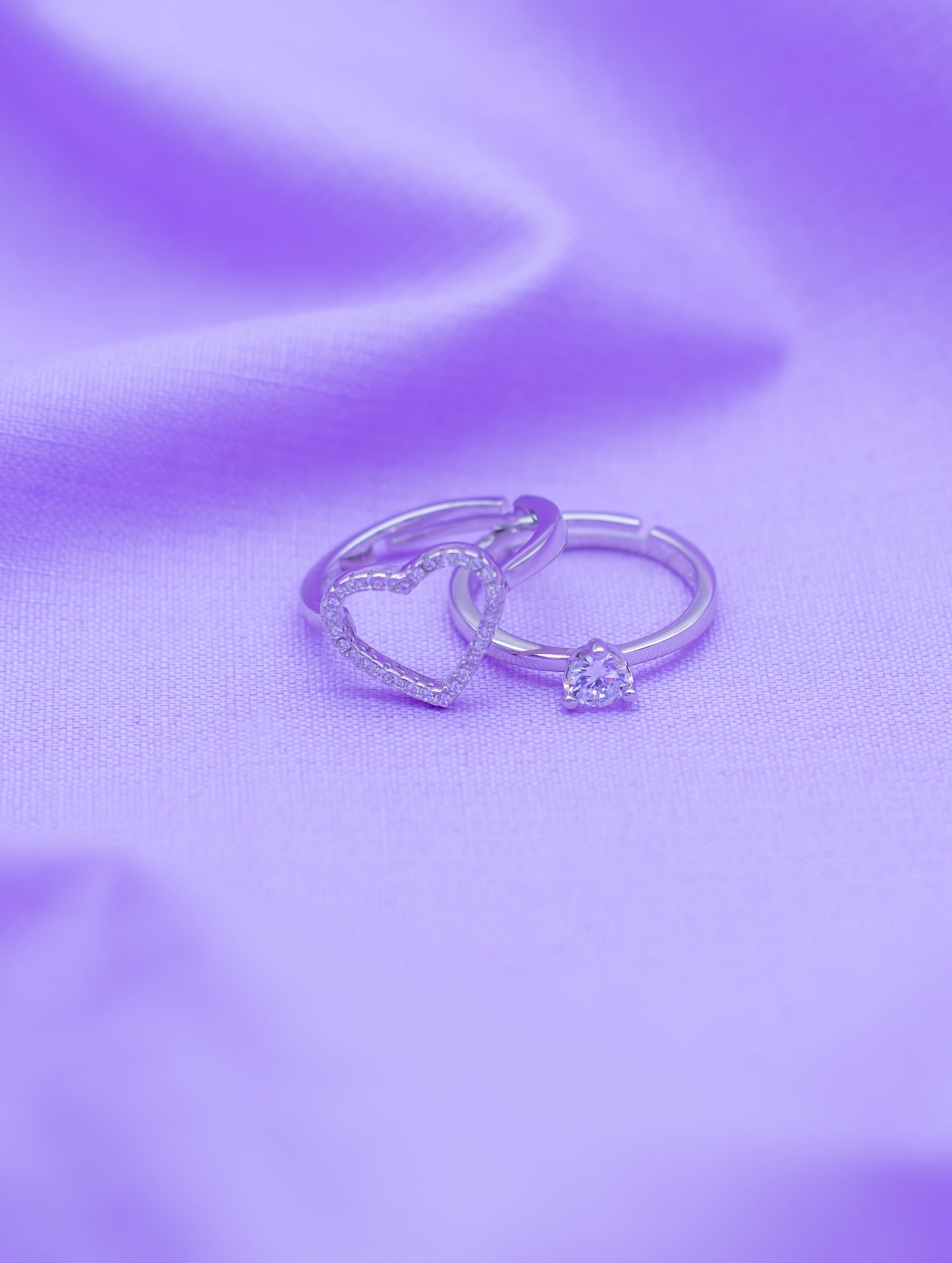 Sterling Silver 2-in-1 Heart-Shaped Solitaire Ring