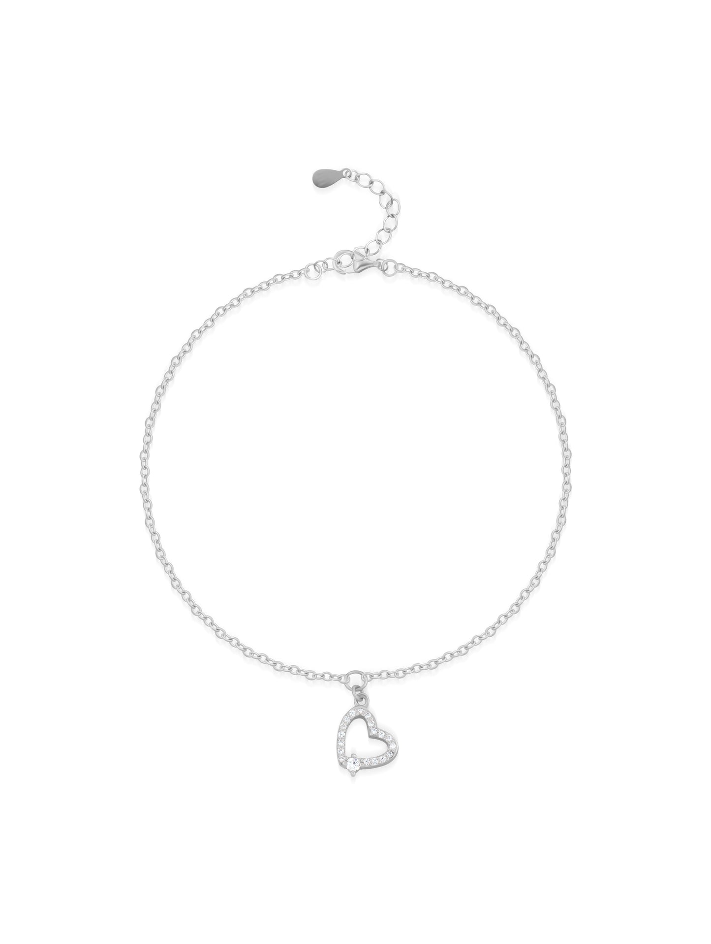 Sterling Silver Heart Charm Bracelet