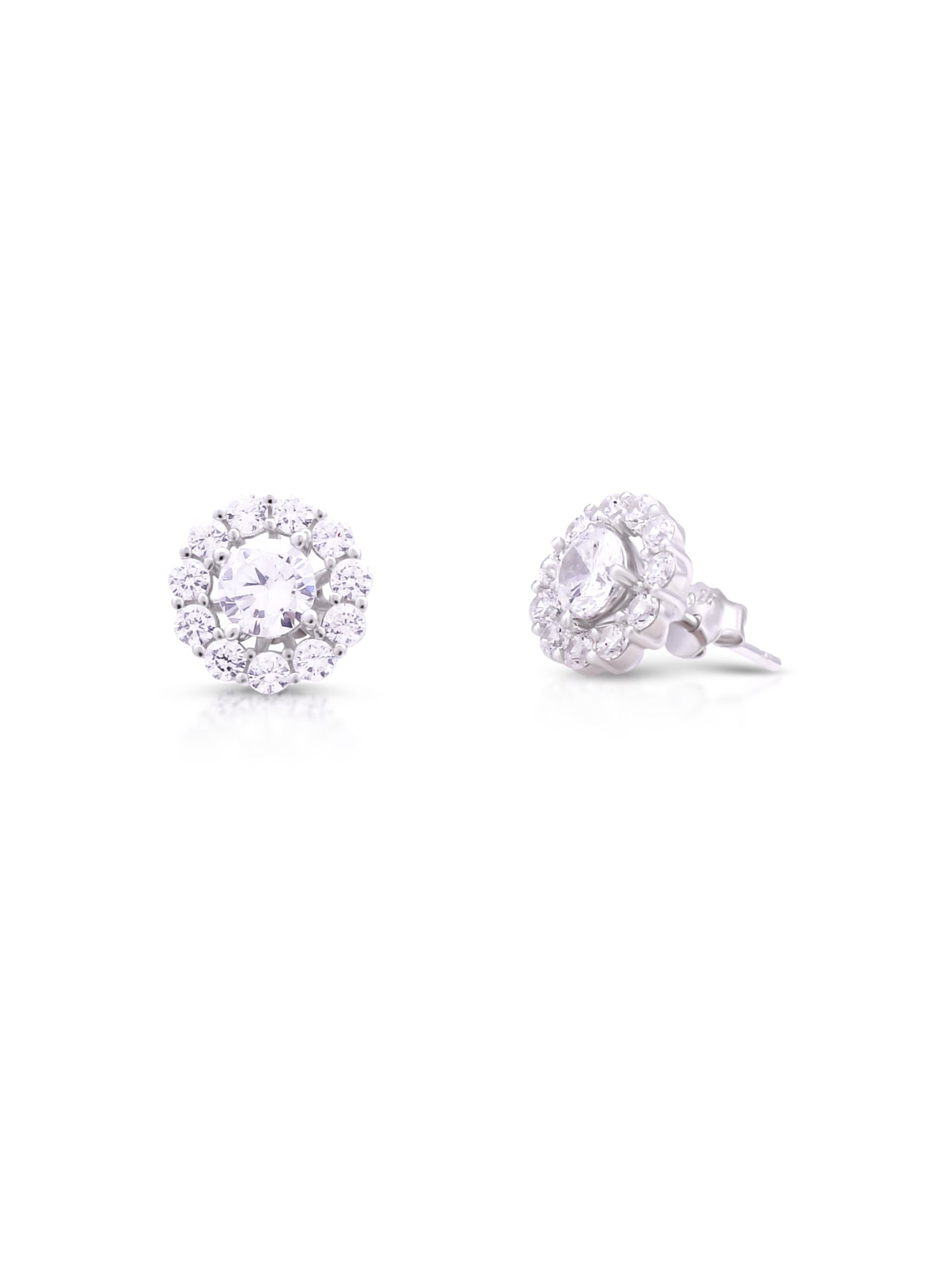 Circular Stud Earrings with Detachable Solitaire & Swarovski Zircon
