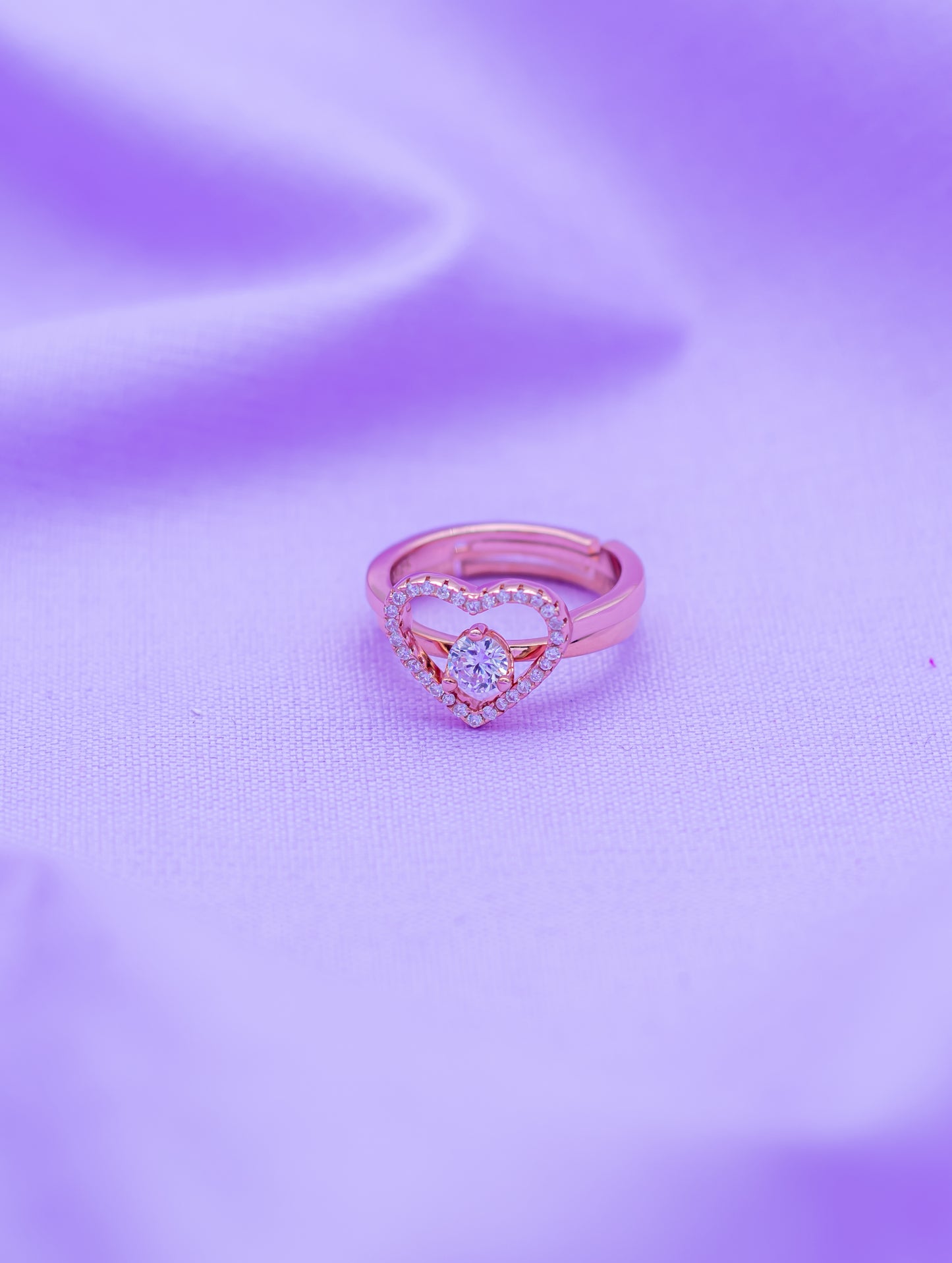 Rose Gold 2-in-1 Heart-Shaped Solitaire Ring