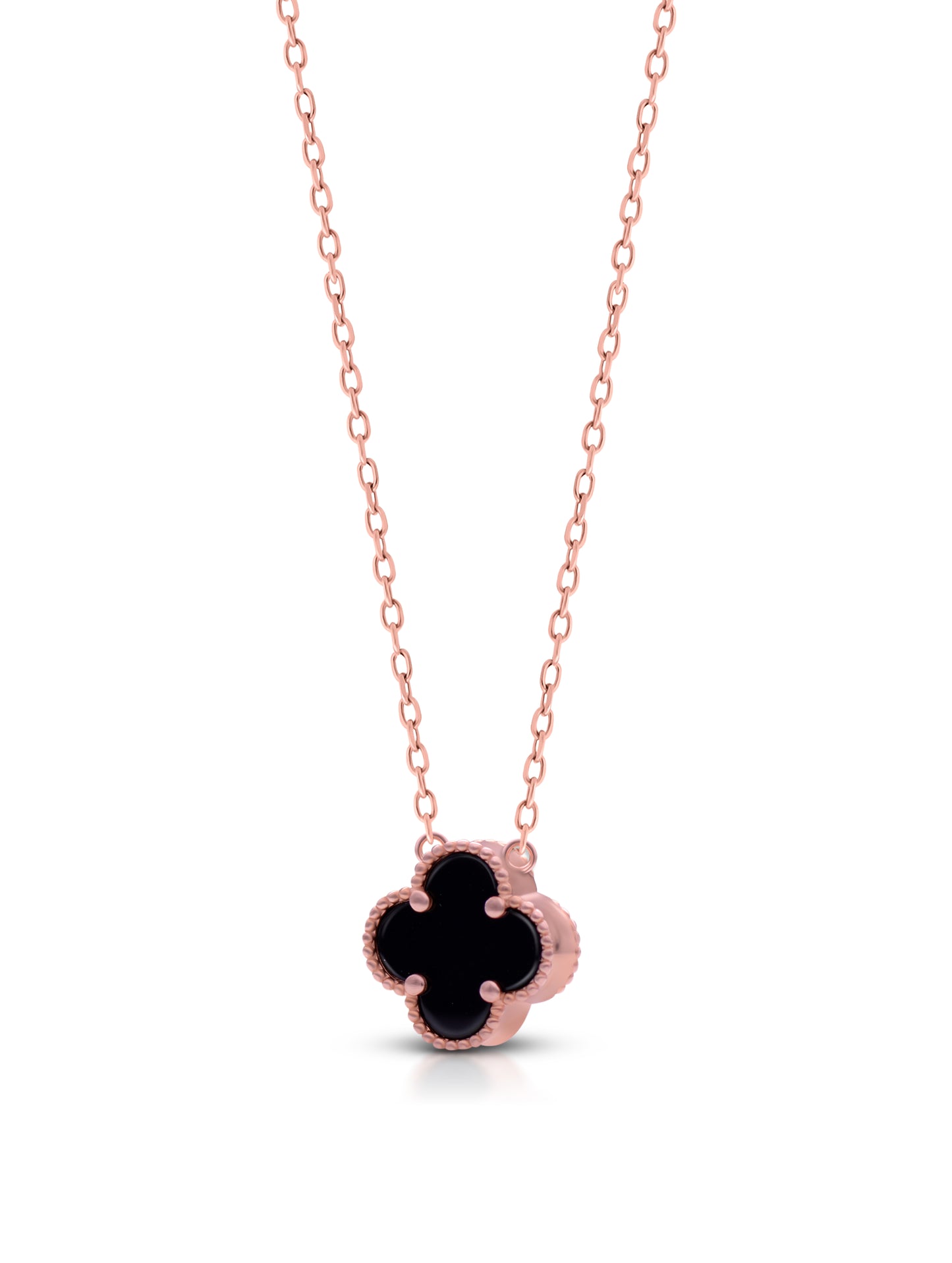Elegant Clover Pendant Necklace – Rose Gold Vermeil