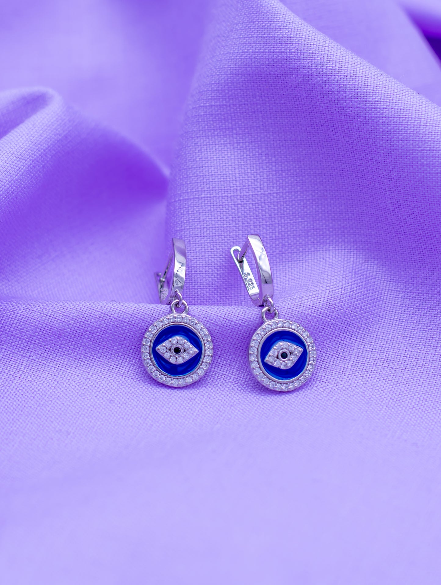 Sterling Silver Evil Eye Earrings