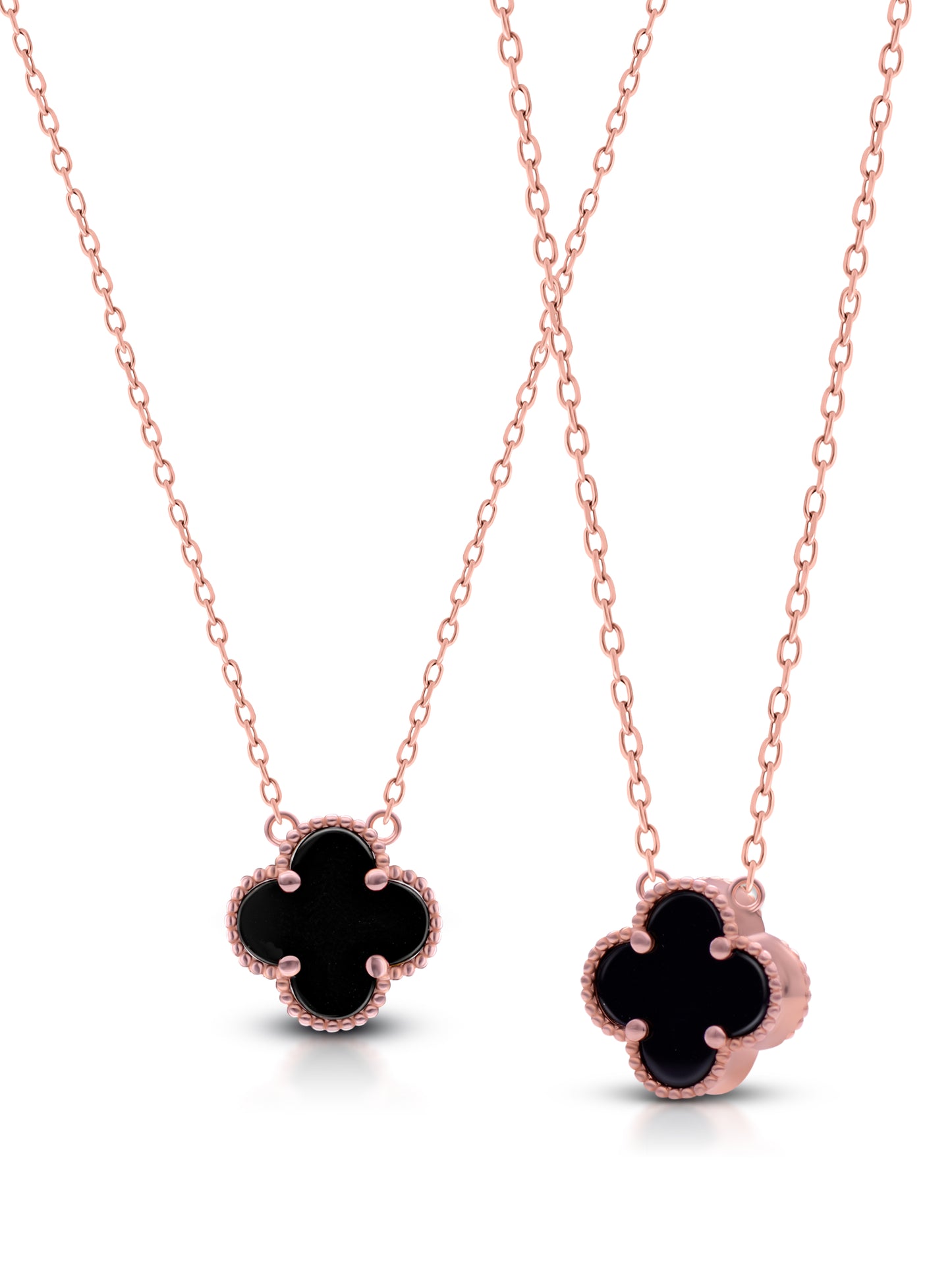 Elegant Clover Pendant Necklace – Rose Gold Vermeil