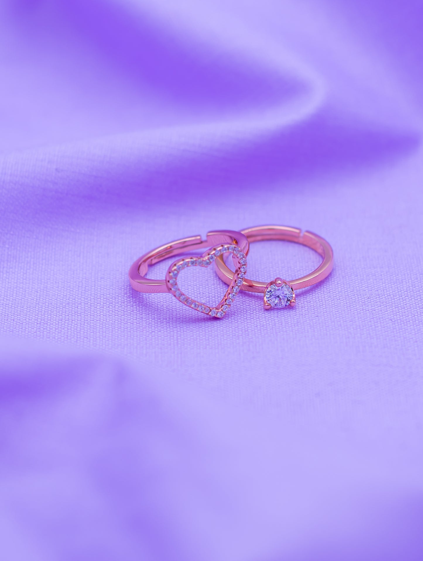 Rose Gold 2-in-1 Heart-Shaped Solitaire Ring