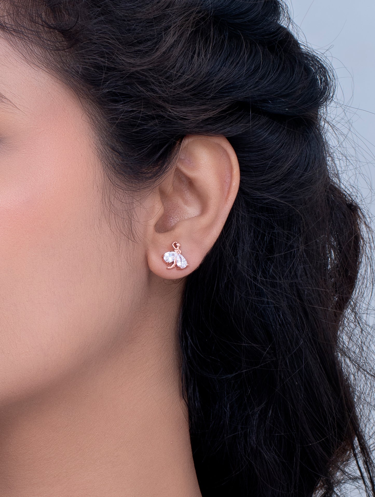 Small Stud Earrings with Semi-Precious Stones & Rose Gold Polish