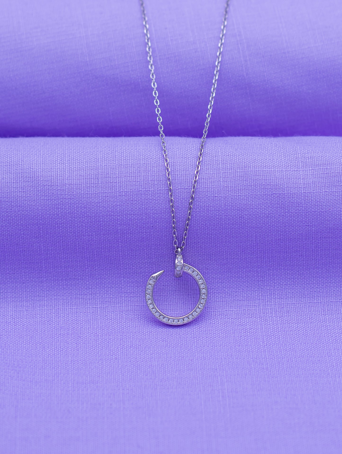 Silver Swarovski Nail Charm Necklace