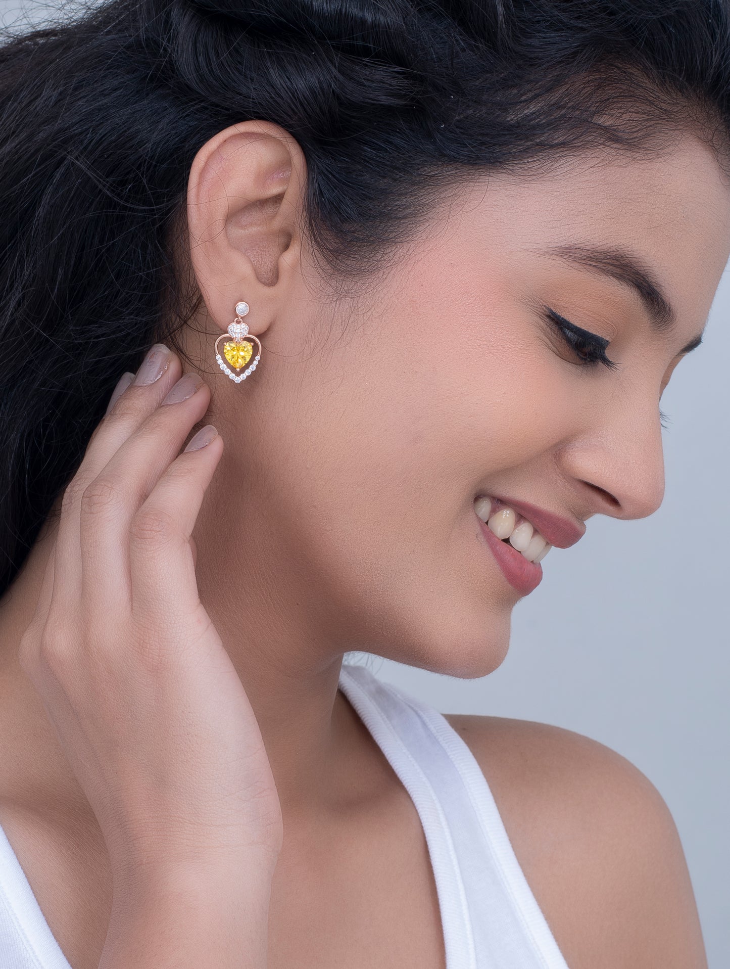 Swarovski Yellow Stone Heart-Shaped Earrings