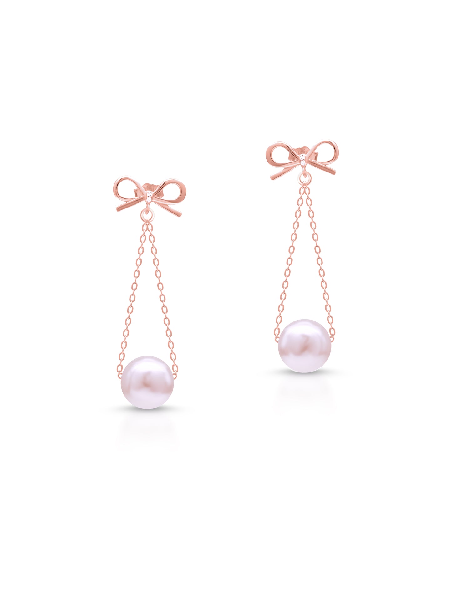 Rose Gold Polished Infinity Design Dangling Earrings