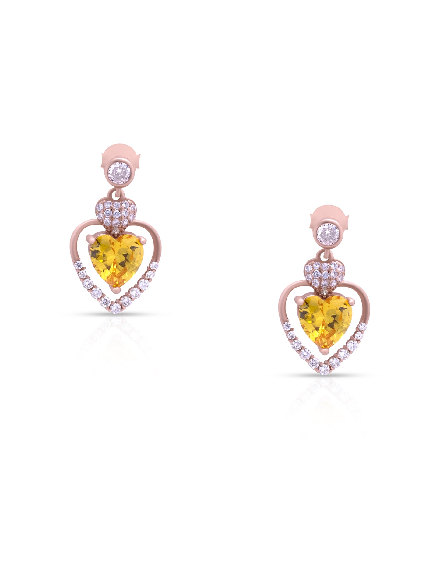 Swarovski Yellow Stone Heart-Shaped Earrings