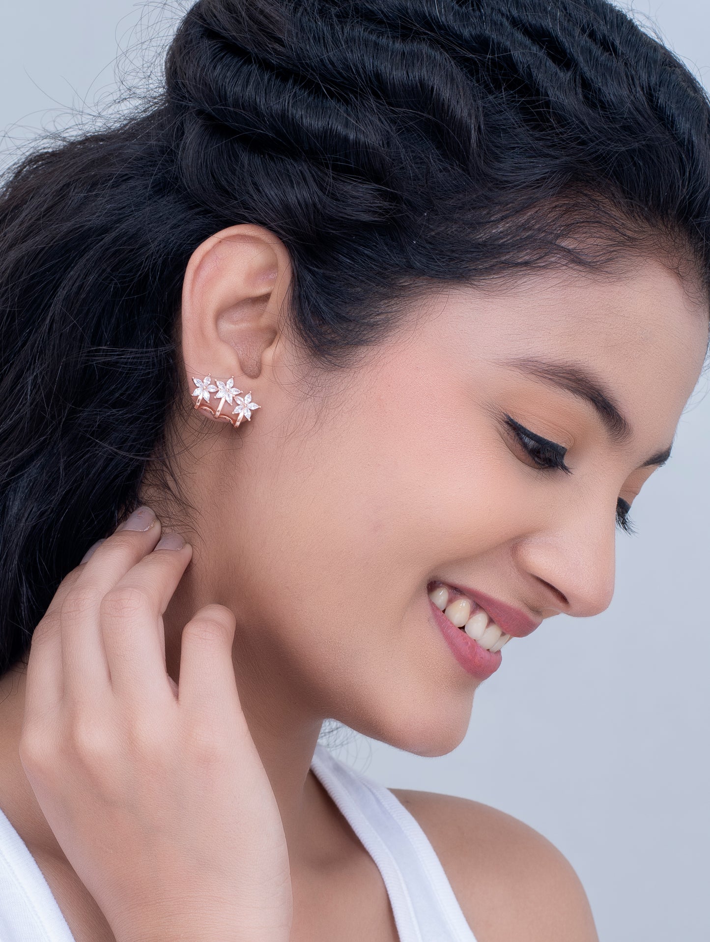 Sterling Silver Stud Earrings with Sparkling Swarovski Zircon
