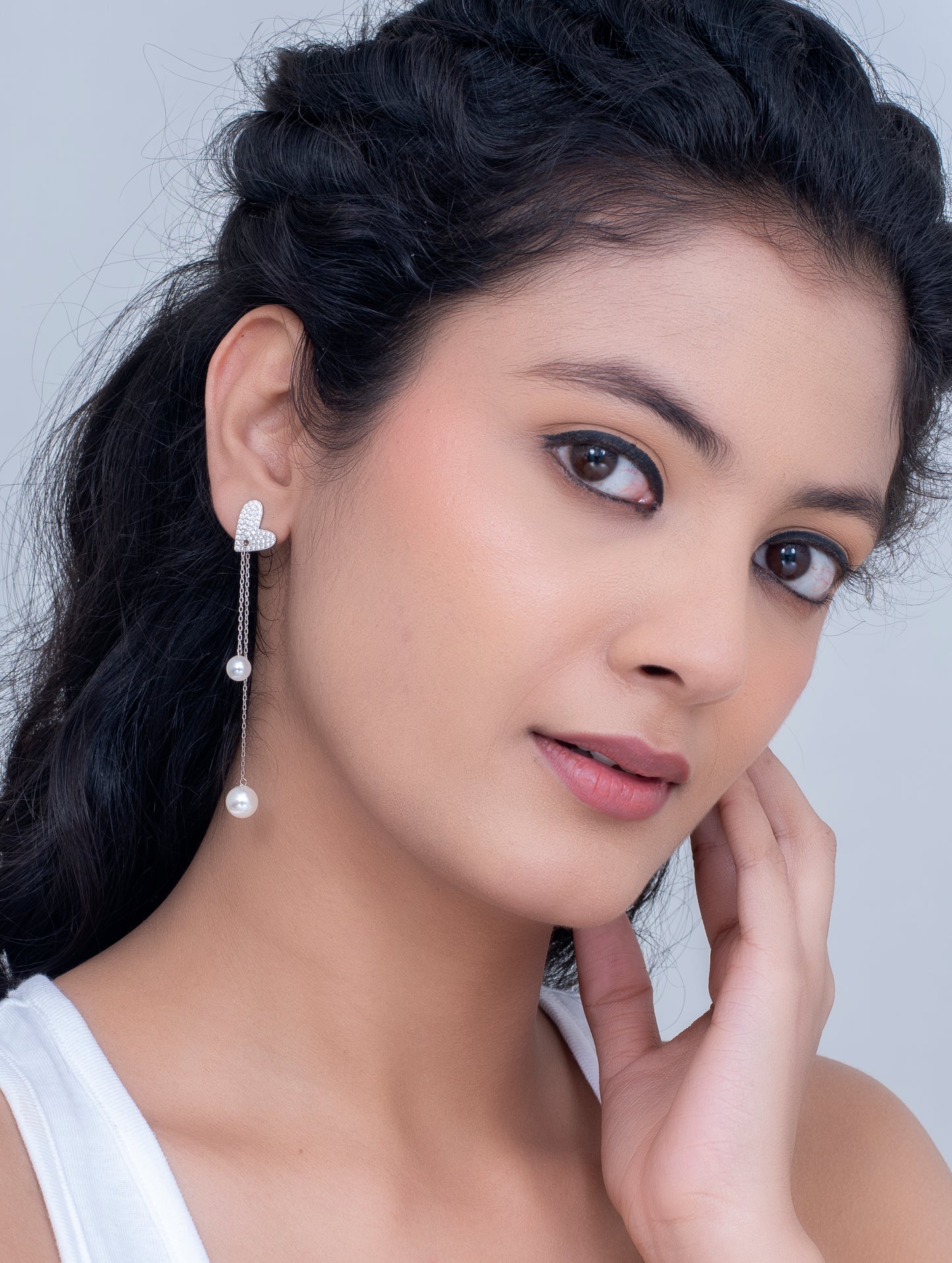 Sterling Silver Pearl Dangling Earrings