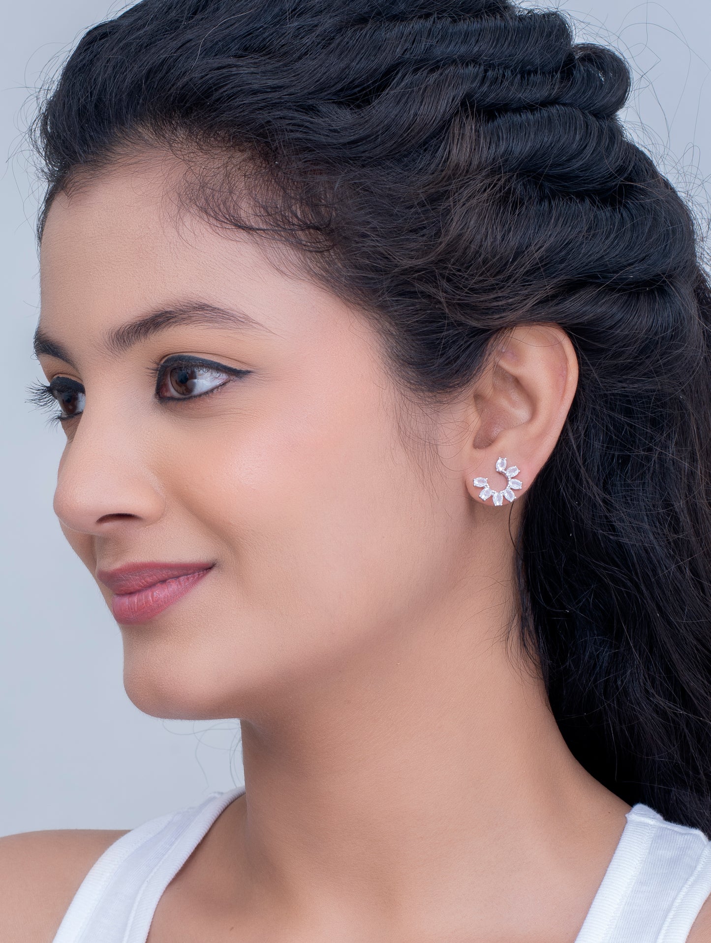 Sterling Silver Flower-Shaped Stud Earrings