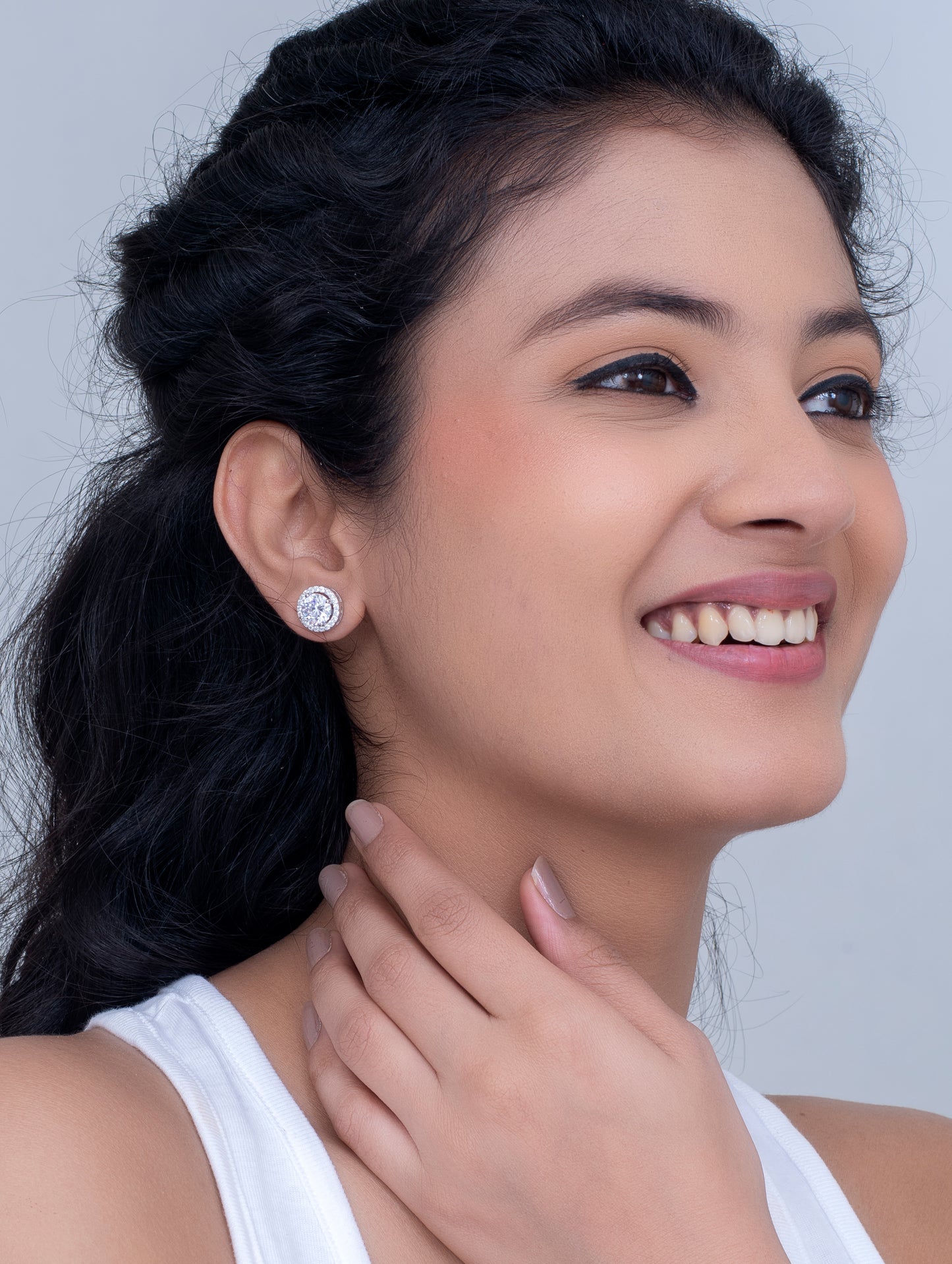 Sterling Silver Sparkling Solitaire Stud Earrings