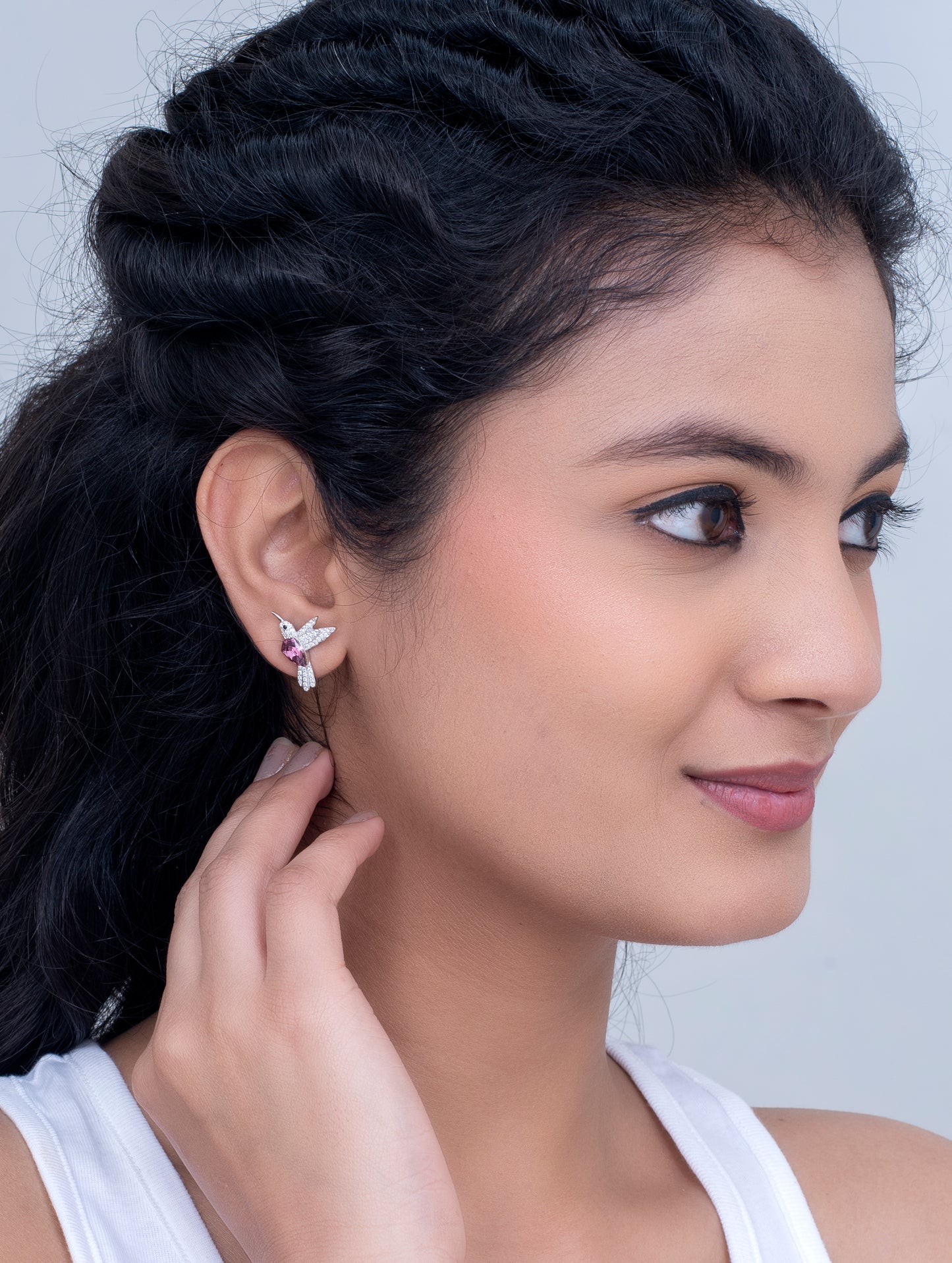 Bird Stud Earrings with Swarovski Zircon