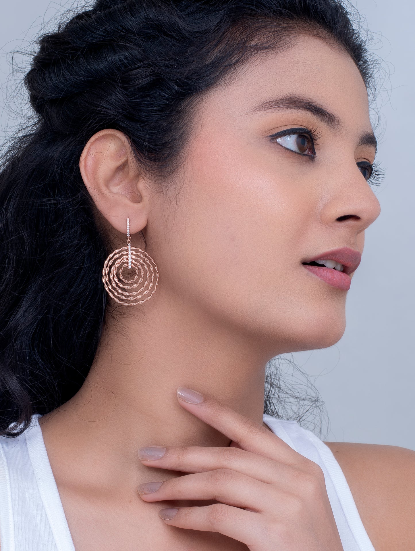 Rose Gold Hoop Danglers