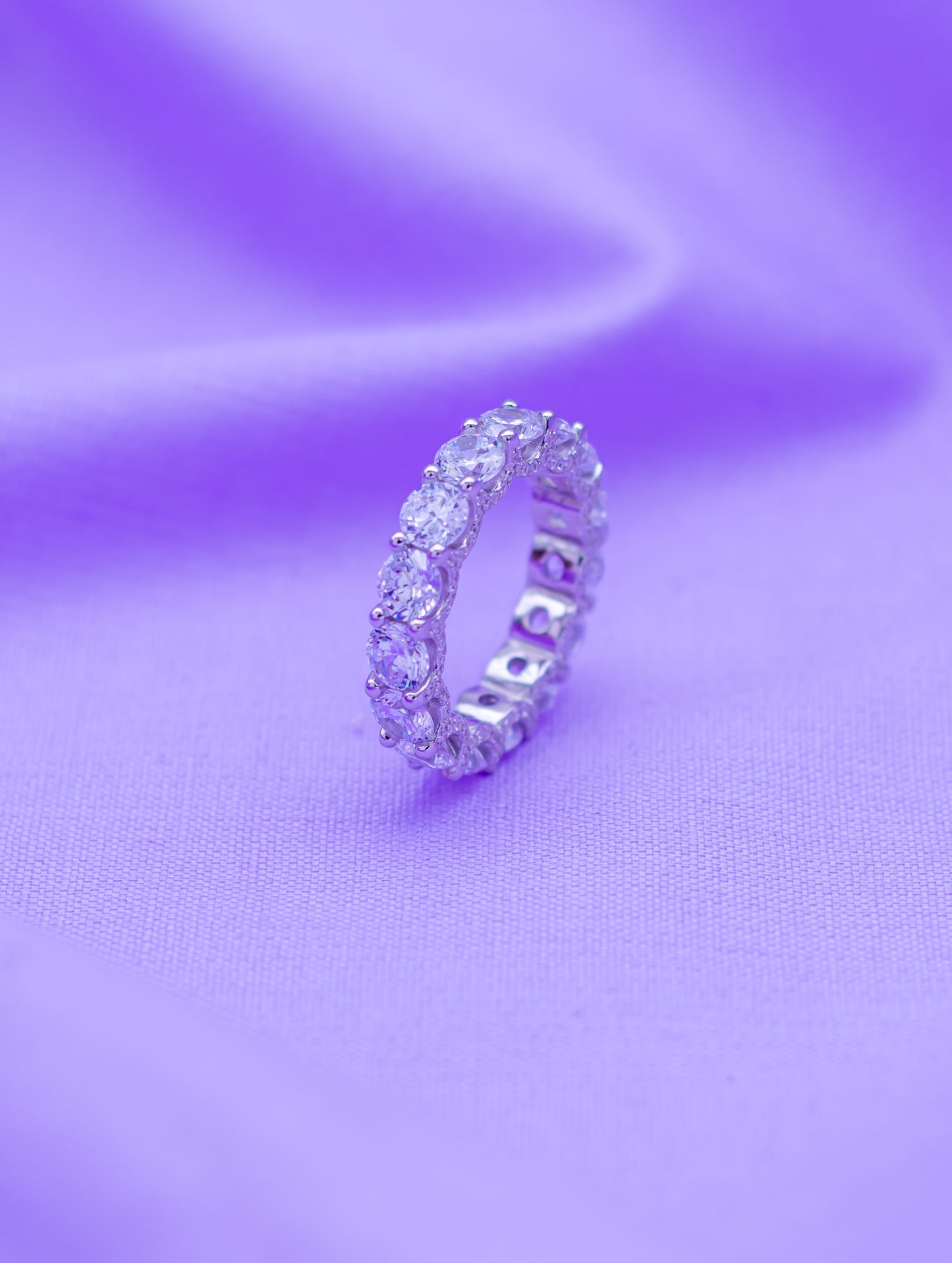 Sterling Silver Band Ring with Solitaire & Swarovski Zircon