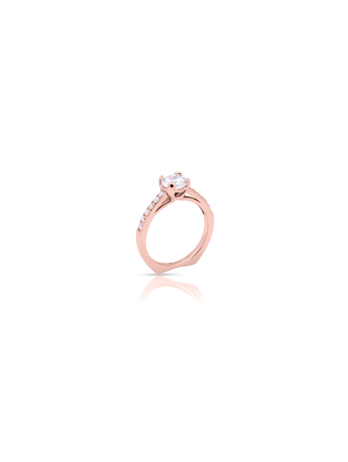 Rose Gold Solitaire Ring with Swarovski Zircon