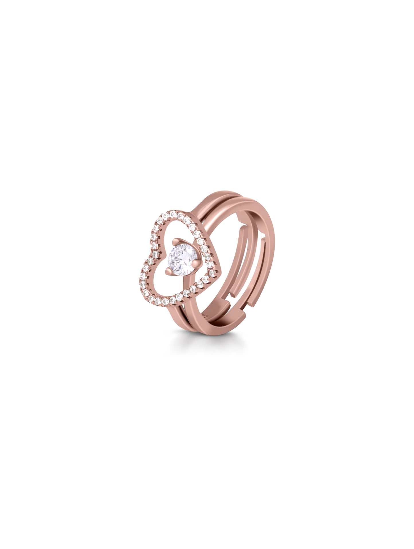 Rose Gold 2-in-1 Heart-Shaped Solitaire Ring