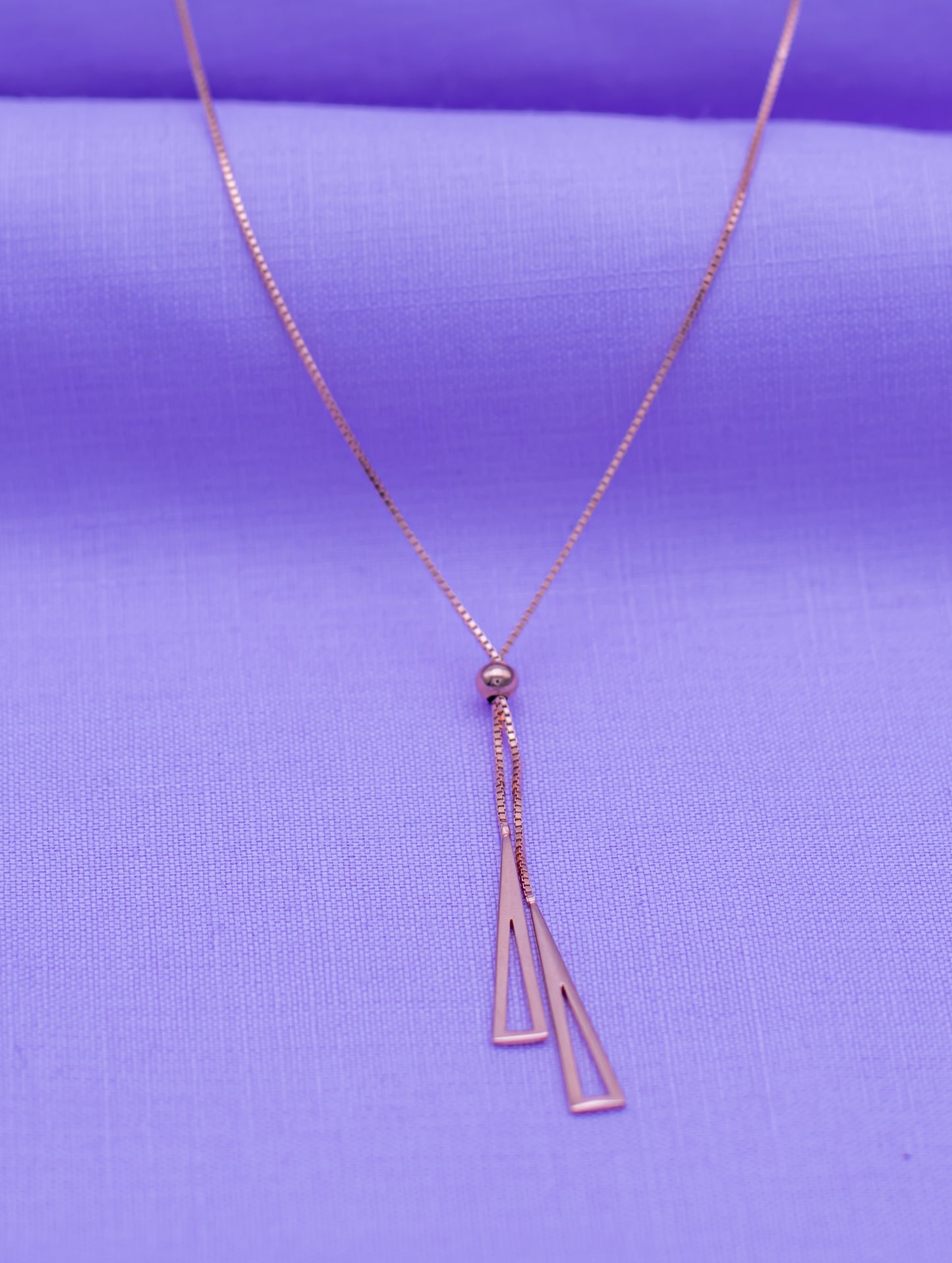 Sterling Silver Adjustable Necklace with Rose Gold Polish