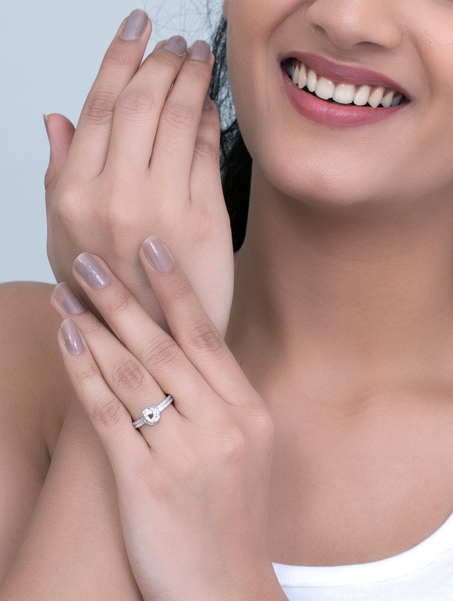 Sterling Silver Ring with Swarovski Zircon-Studded Tangled Design