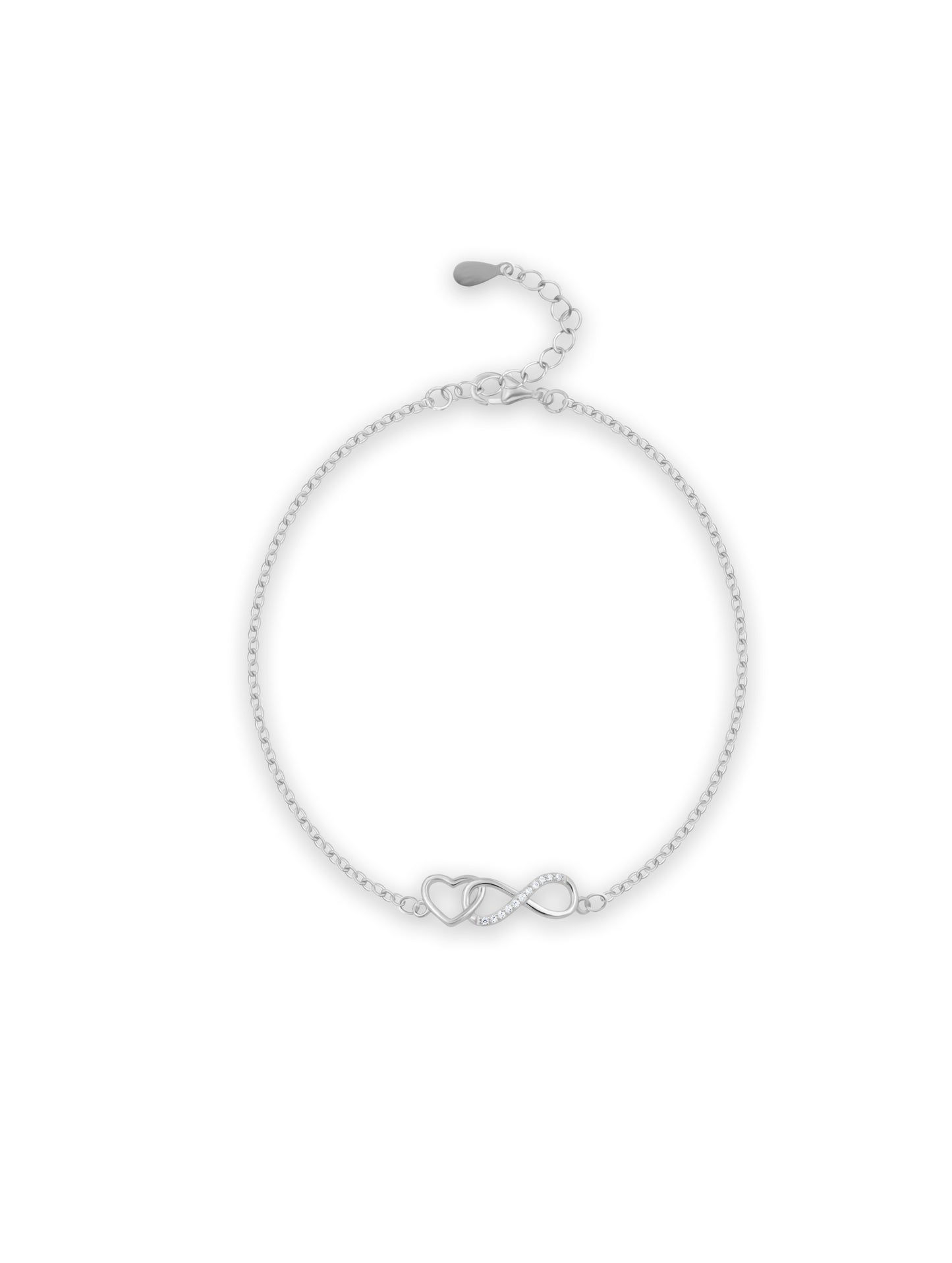 Sterling Silver Infinity & Heart Chain Bracelet