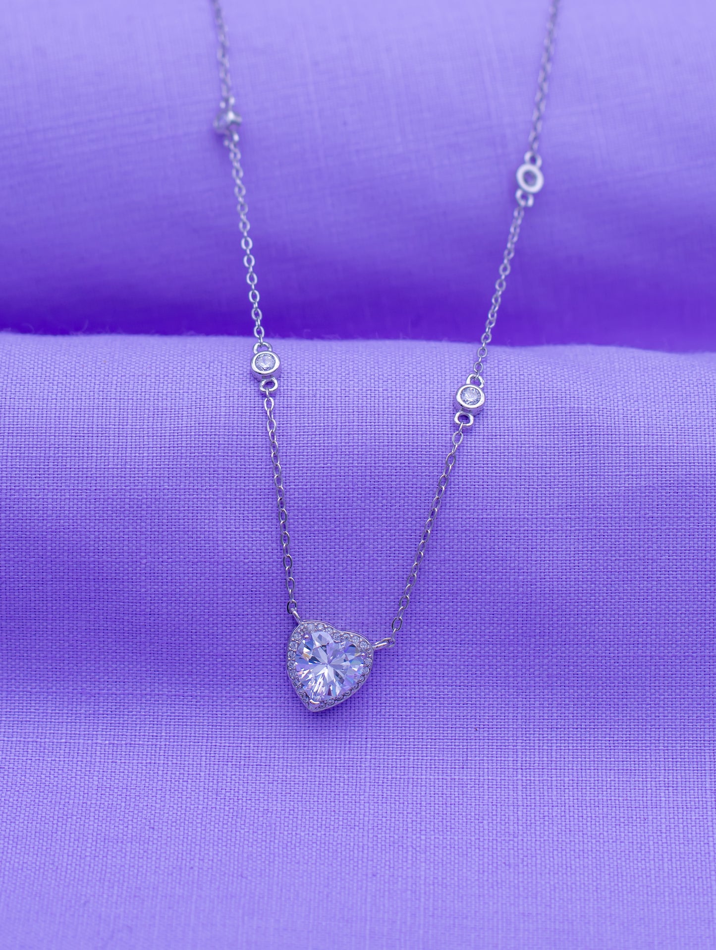 Heart Stone Silver Necklace