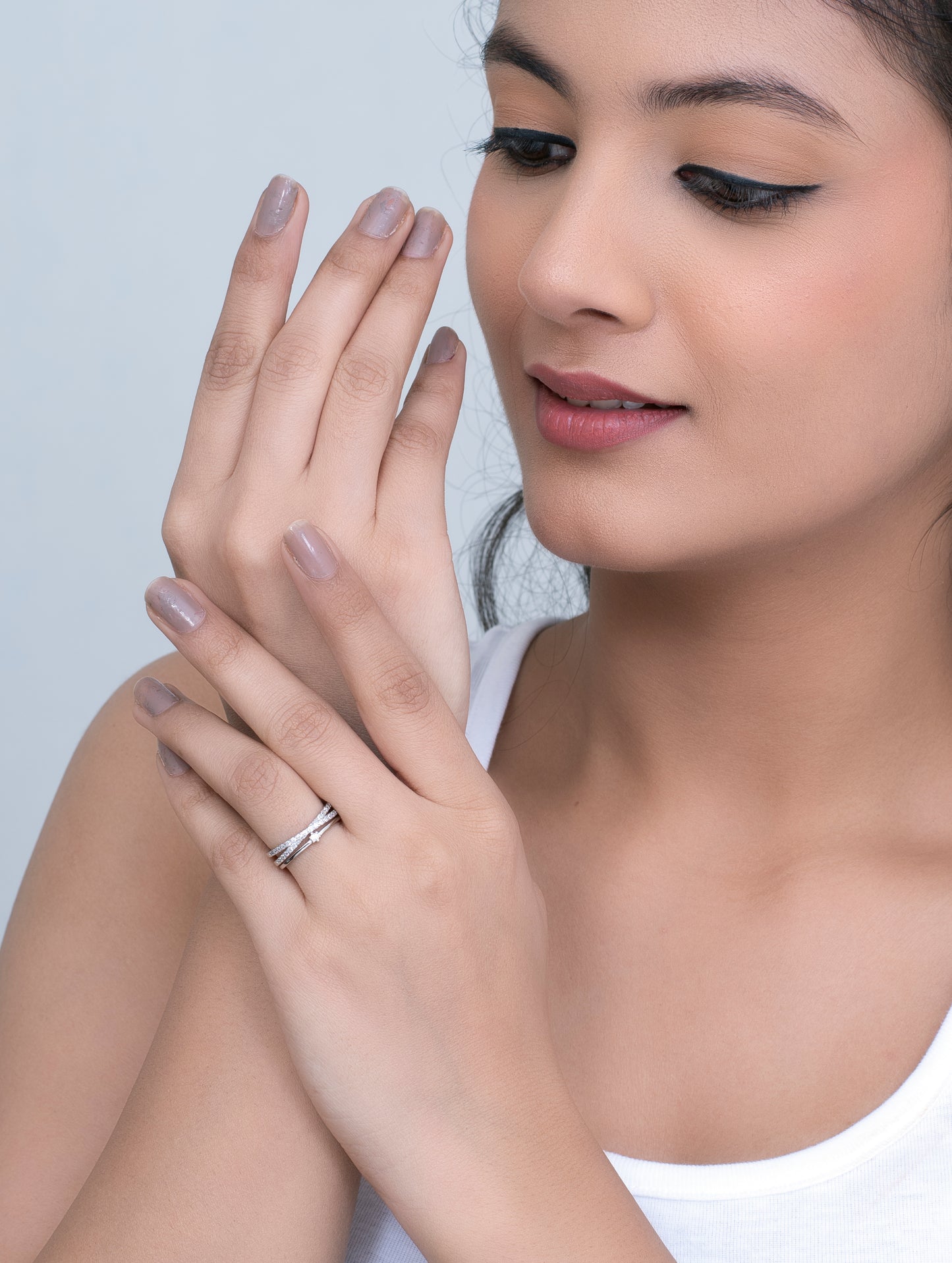 Sterling Silver Ring with Solitaire & Swarovski Zircon