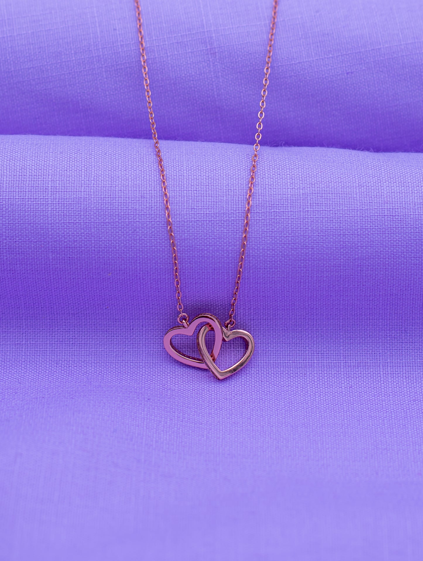 Rose Gold Interlocking Hearts Necklace with White Swarovski Zircon