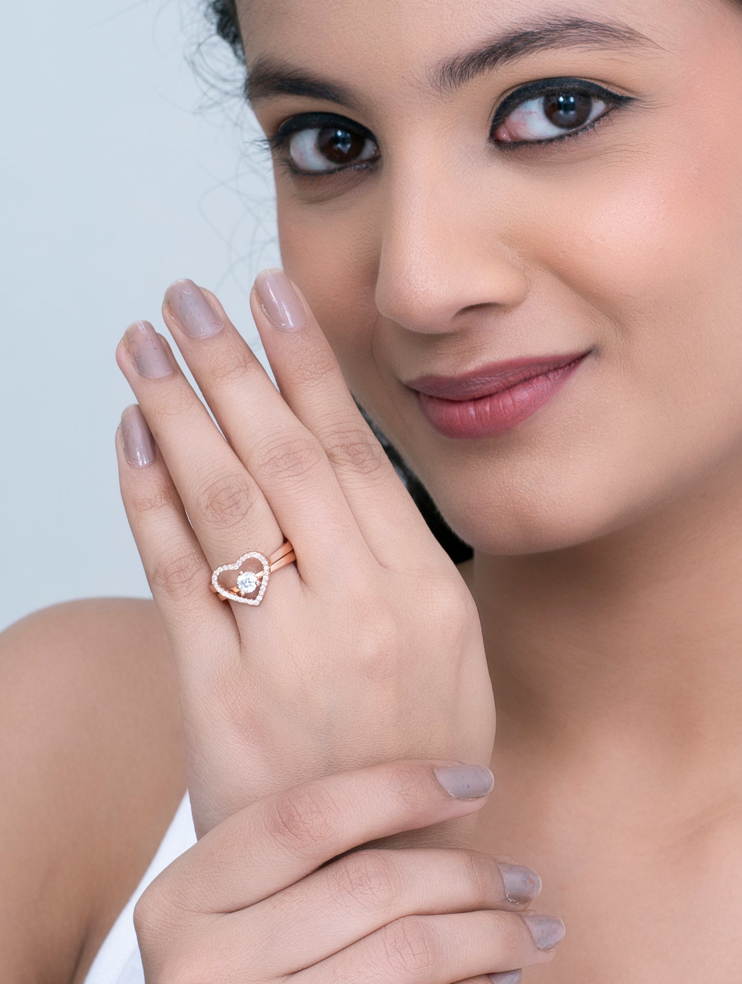 Rose Gold 2-in-1 Heart-Shaped Solitaire Ring