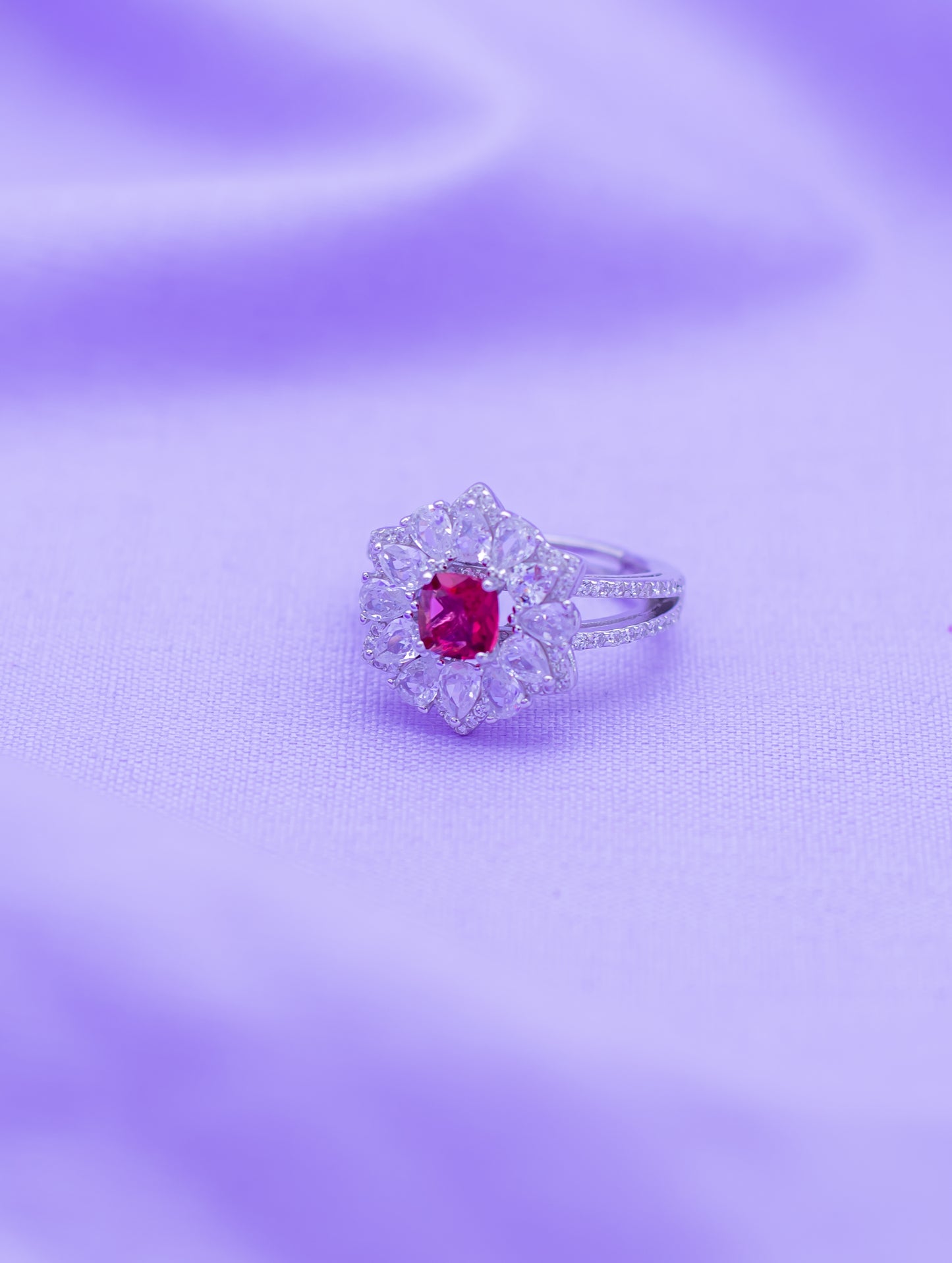 Sterling Silver Ring with Pink Semi-Precious Stone