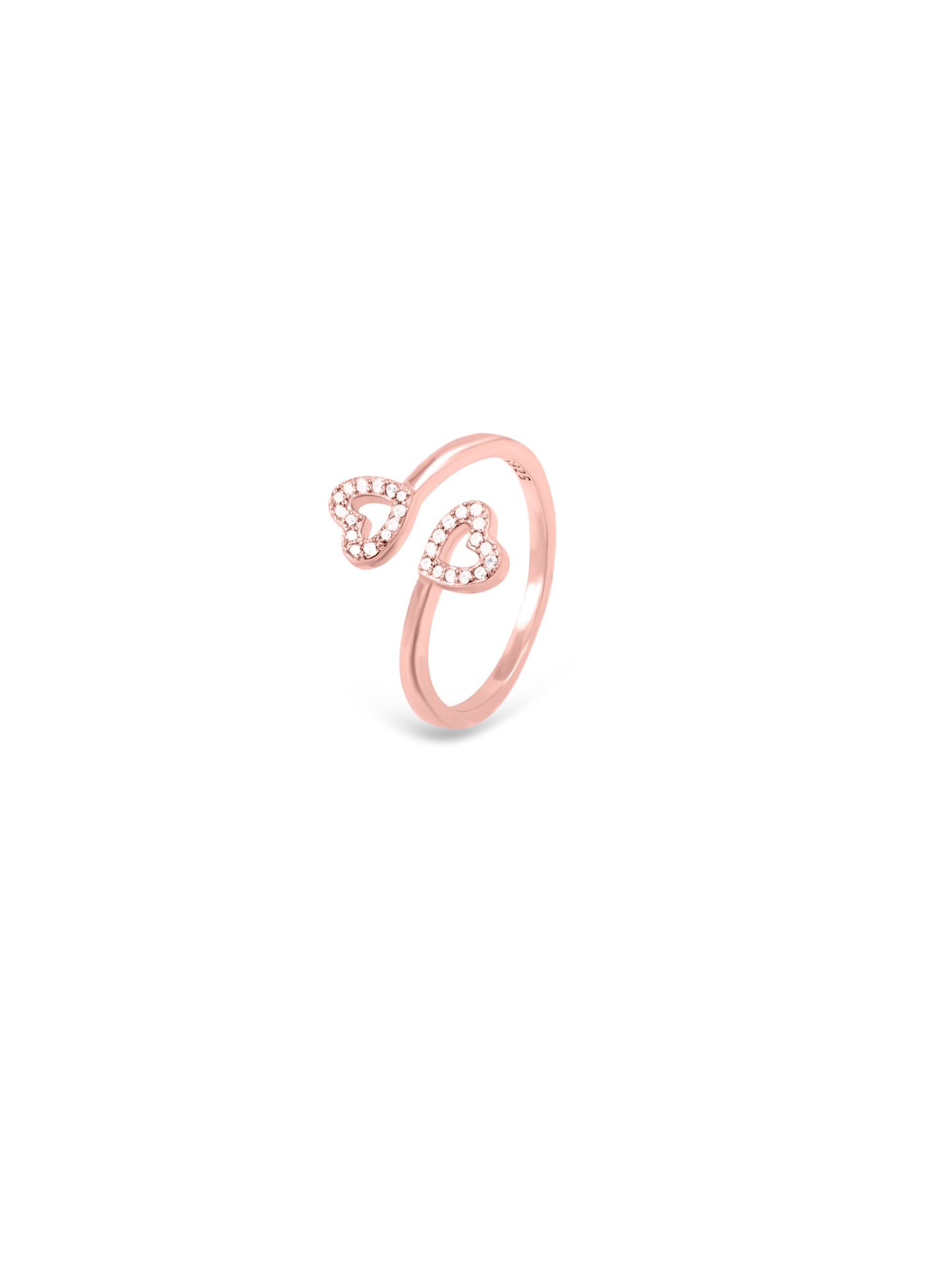 Rose Gold Two Hearts Adjustable Ring