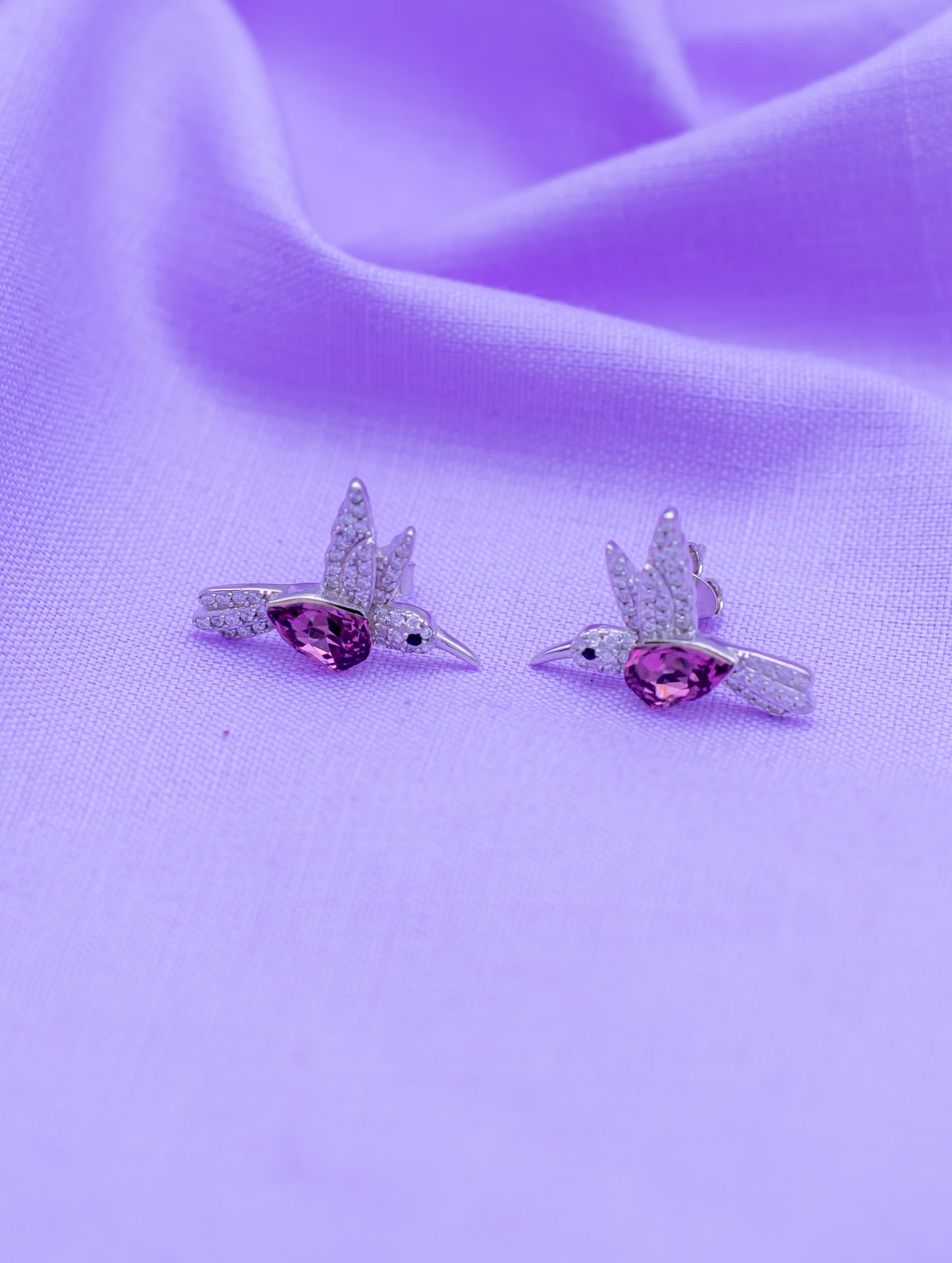 Bird Stud Earrings with Swarovski Zircon