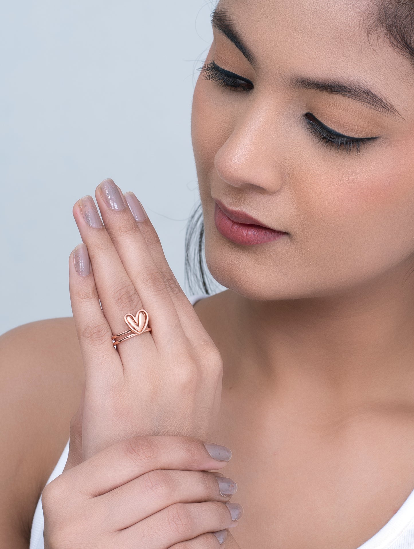 Rose Gold Sterling Silver 2-in-1 Heart-Shaped Ring